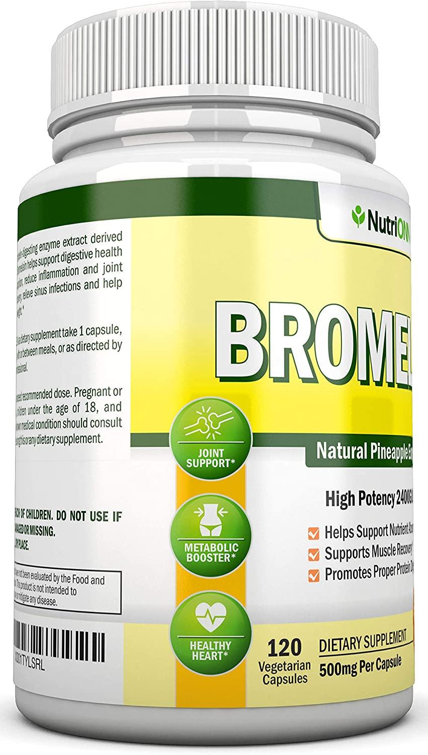 Bromelain 500mg 2400 GDU 120 Vegetable Capsules Pure Pineapple Enzyme Extract Supports