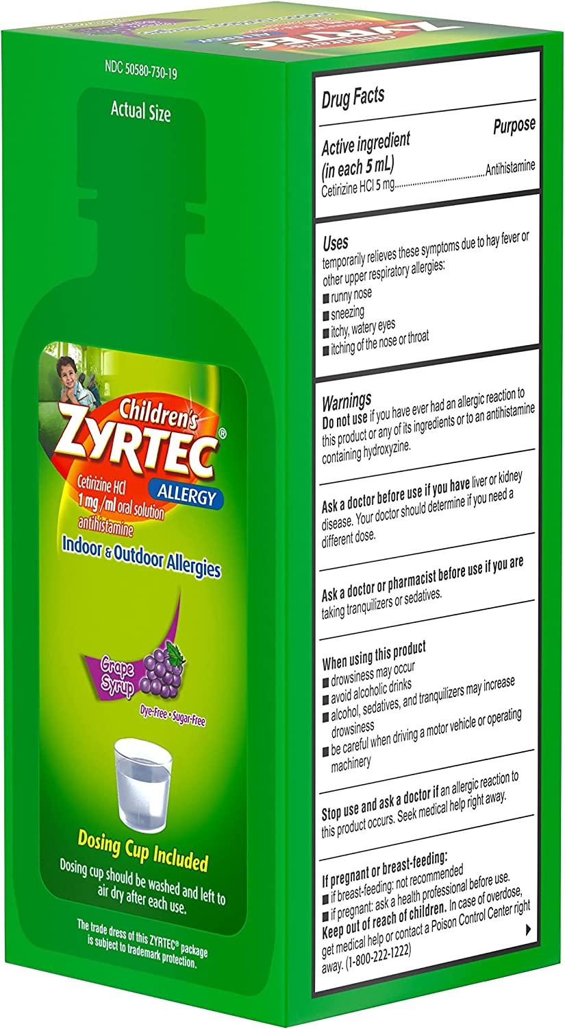 Zyrtec 24 Hour Childrens Allergy Syrup