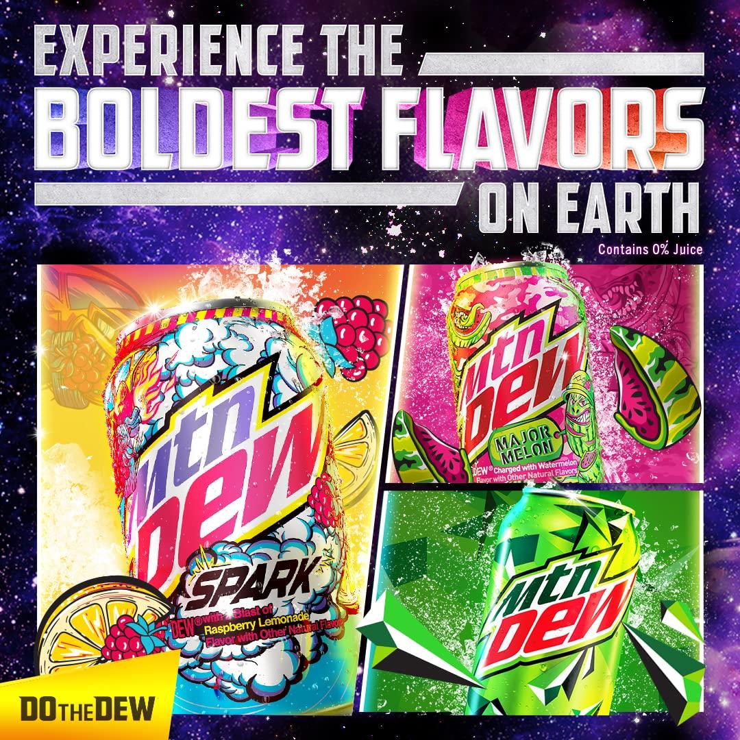 Mountain Dew Variety Pack Dew Major Melon Spark (Rasp Lemonade) 12 Fl