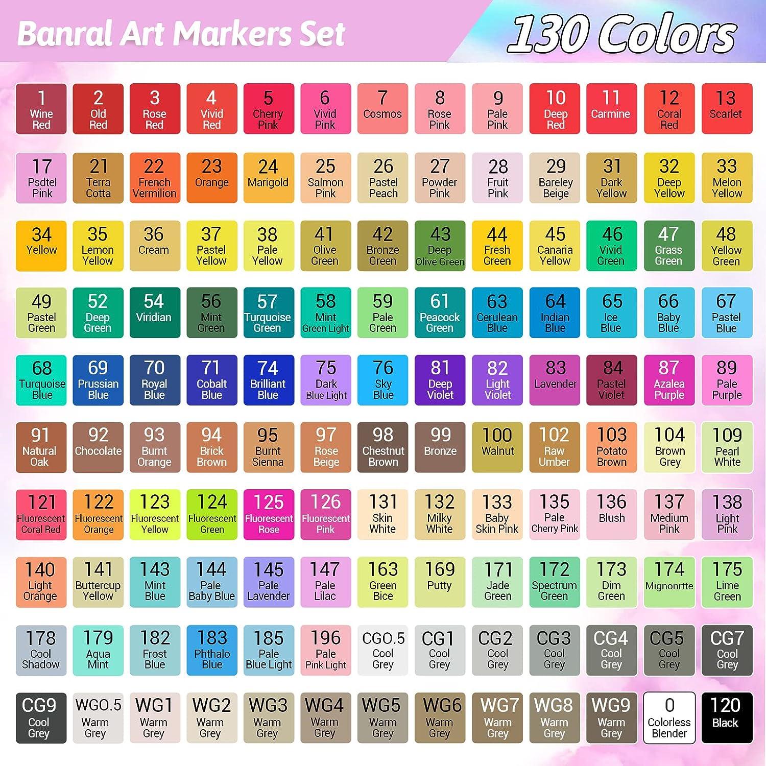 Banral 120 Colors Alcohol Markers Set, Dual Tip Art Markers Pens