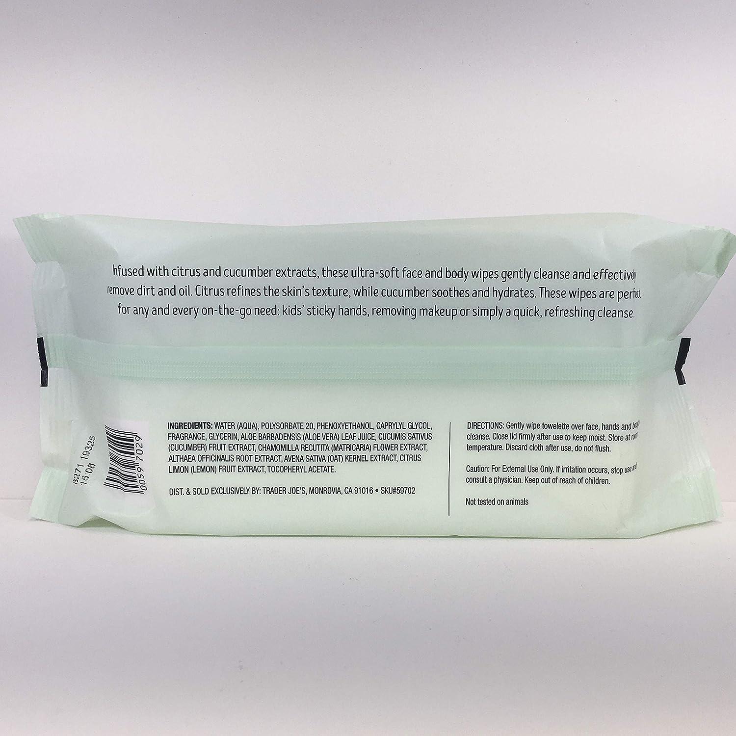 Trader Joe's Cucumber + Citrus Face and Body Wipes Refreshing