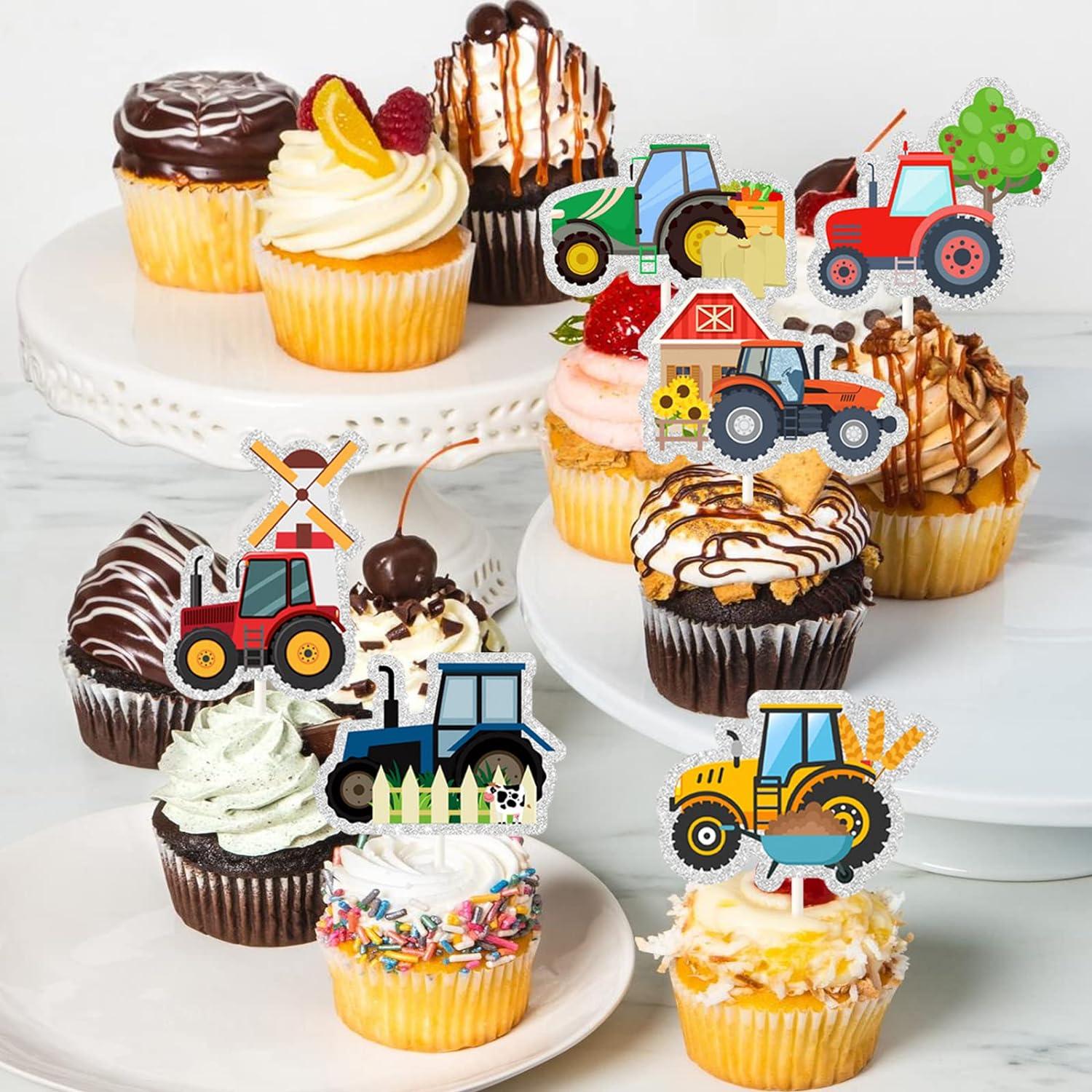 Tractor Birthday Decorations 36-Piece Chicken Cupcake Toppers - Farm Themed Birthday Party Decorations & Baby Shower Supplies Baby Chicken Supplies