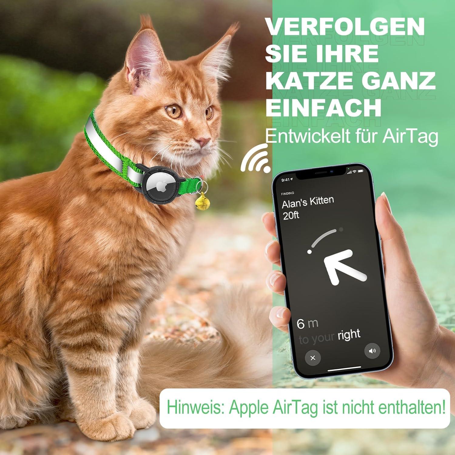 halsband katze airtag Collare per Gatto con Airtag, Collare Nylon Riflettente con Tasca per Airtag