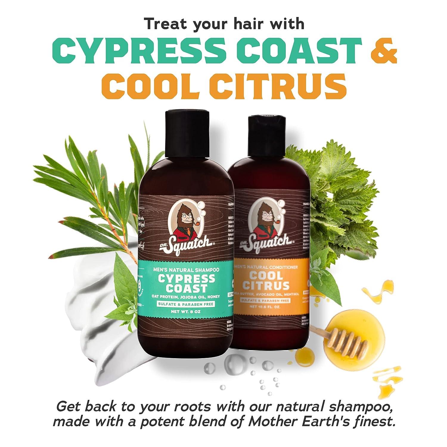Dr. Squatch Citrus & Cypress Men's Shampoo + Conditioner Hair Bundle -  Keeps Hair Looking Full Healthy Hydrated Cirtus / Cypress