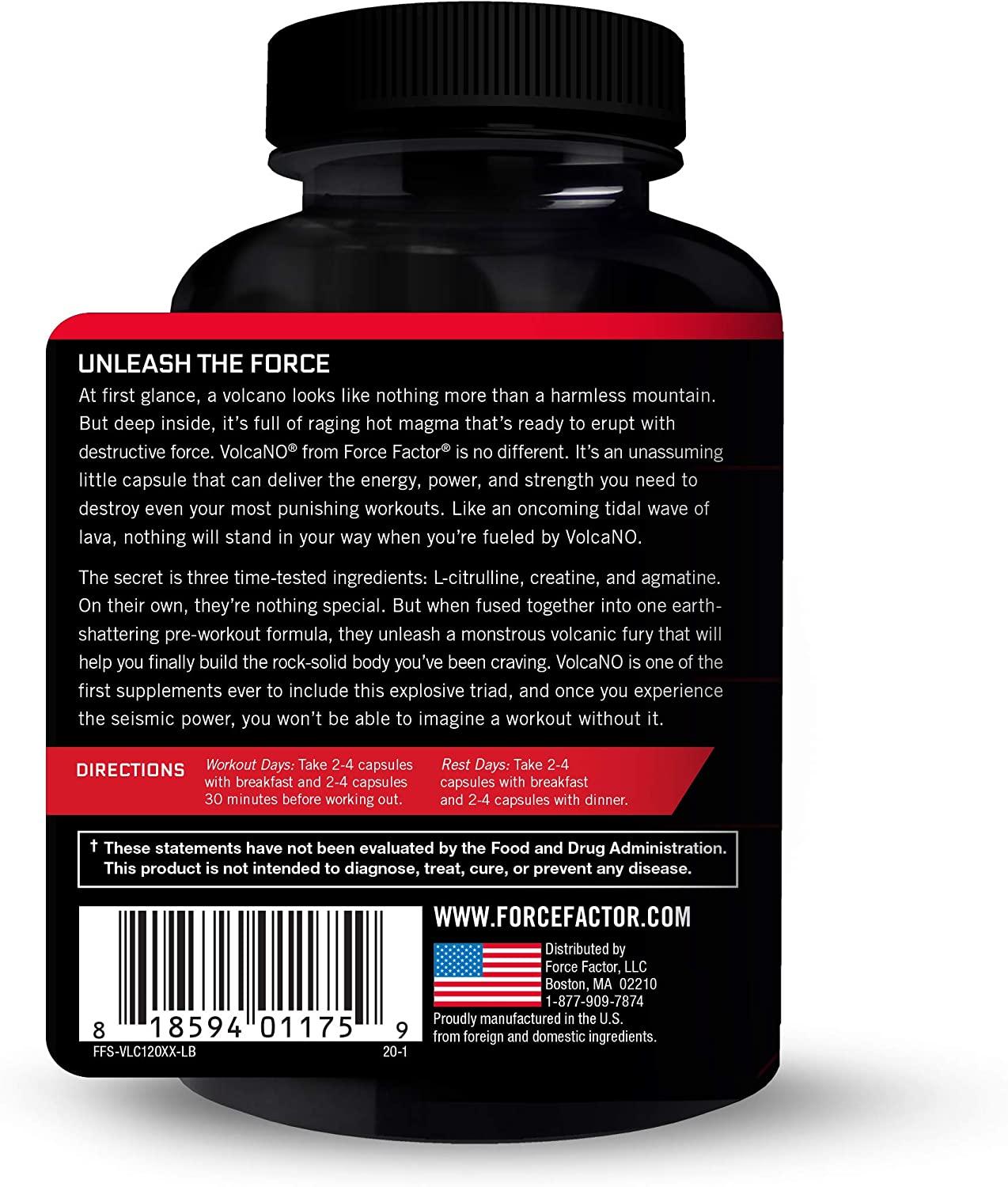 Force Factor Volcano Nitric Oxide Booster 120 Capsules for Enhanced