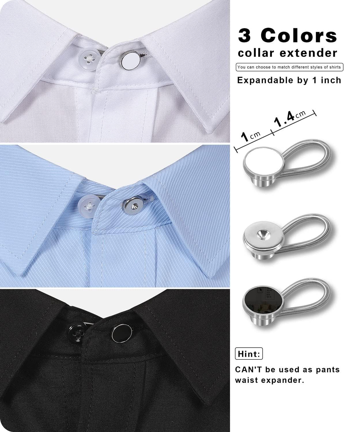 Pants Button Extender Shirt Collar Extenders: 8 Pcs Jeans Waist Silicone  Extender Button for Mens and Women - 6 Pcs Neck Button Extender Collar  Extenders for Mens Dress Shirts