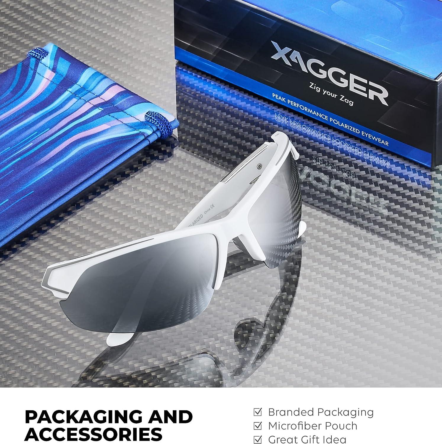 Xagger Polarized Sport Sunglasses for Men Women UV400 Wrap Around Sports  Glasses White