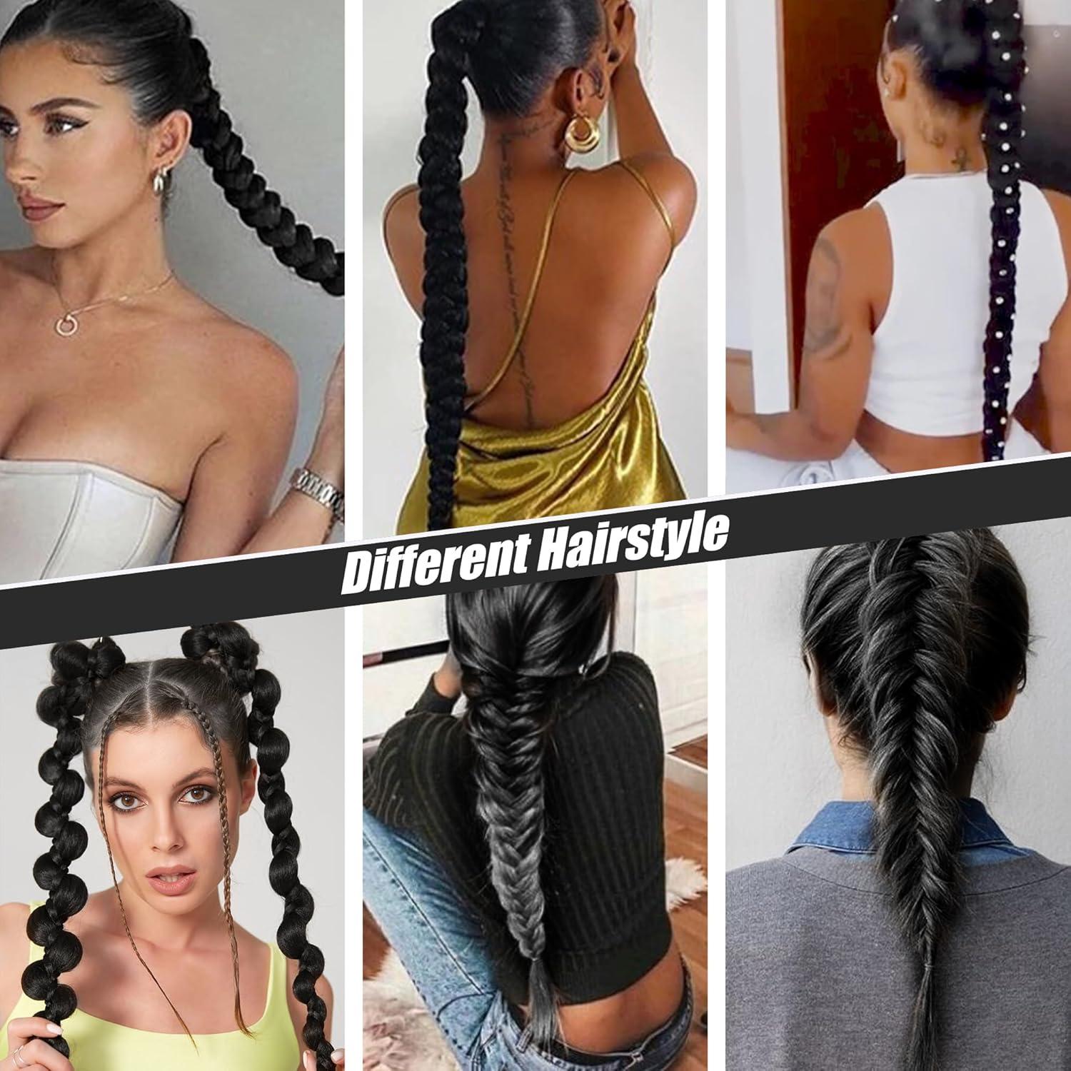 Long Braided Ponytail Extension 80cm Straight Wrap Around Hair