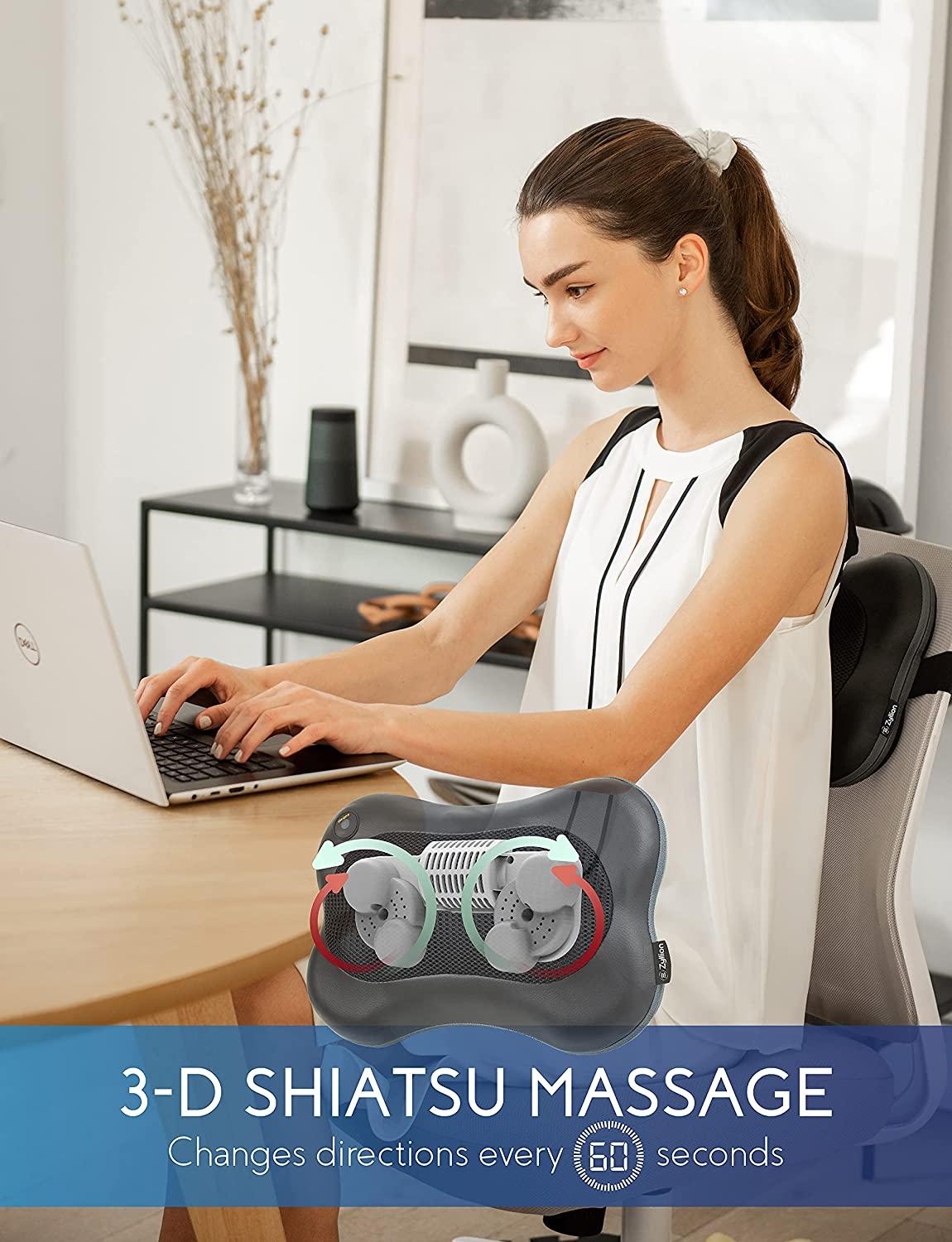 Back Massager with Heat, Rechargeable Cordless 3D Shiatsu
