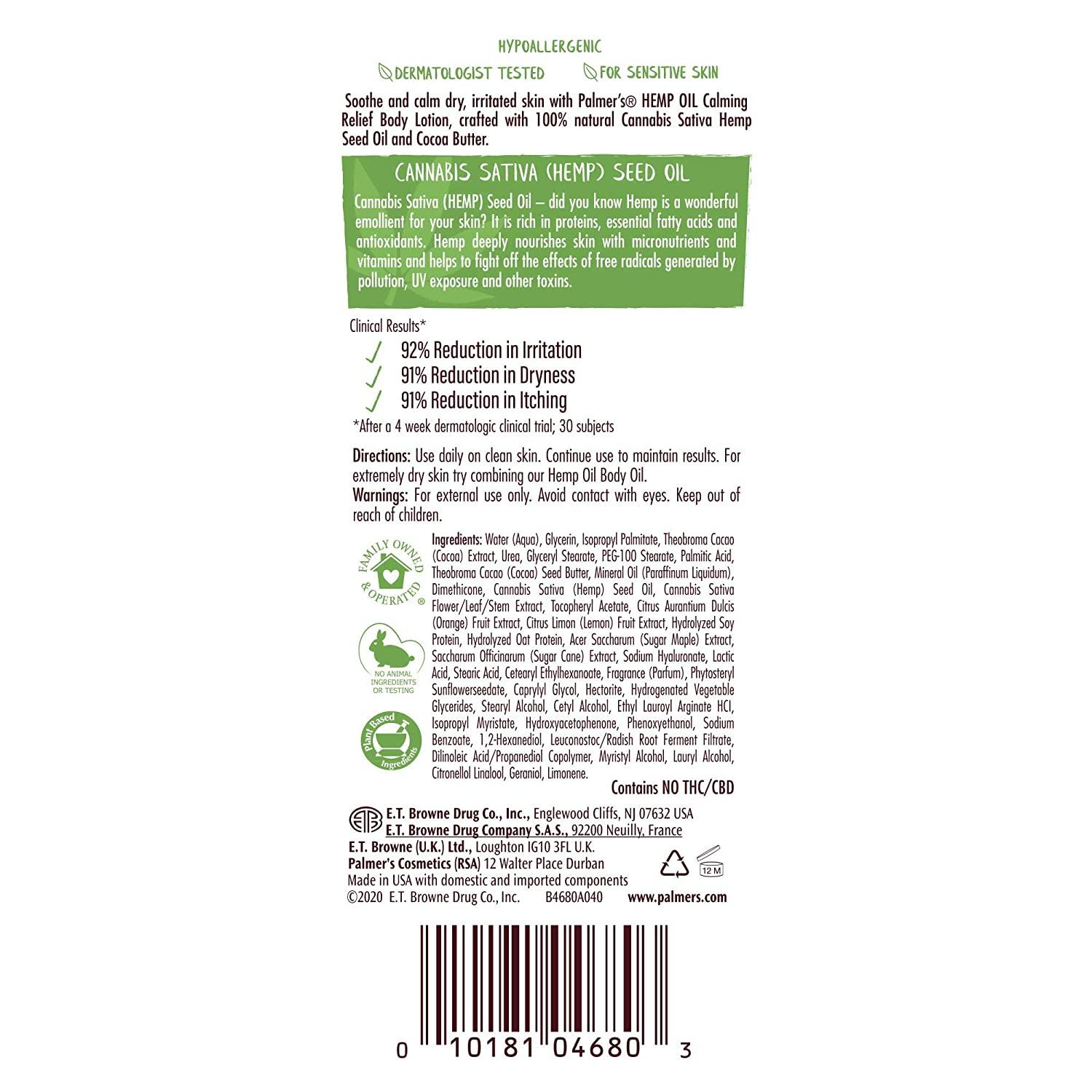 Palmer's Cocoa Butter Formula Hemp Oil Calming Relief Body Lotion, 8