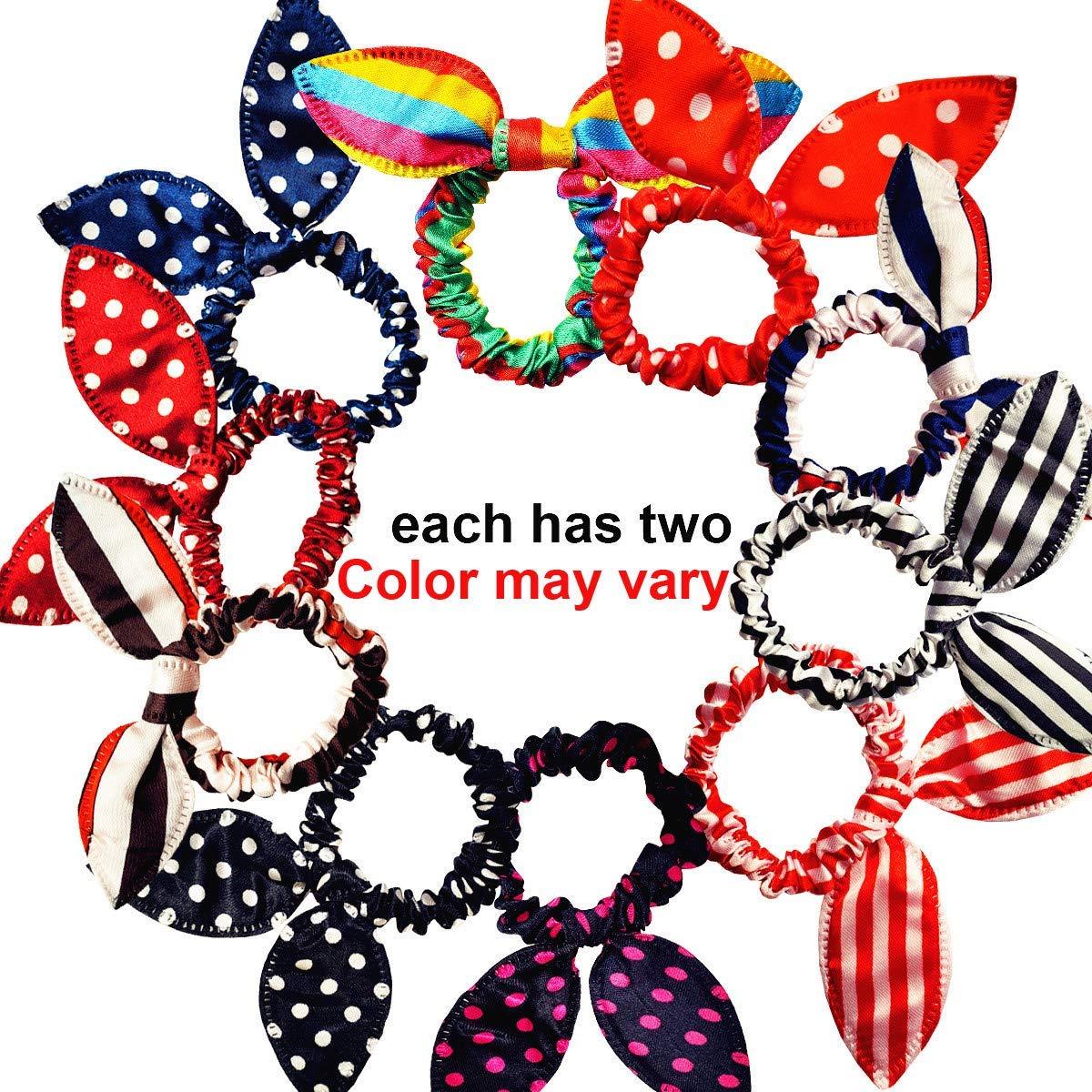 Himeeu 40 PCS Rabbit Ear Hair Ties for Girls & Women - No Crease ...