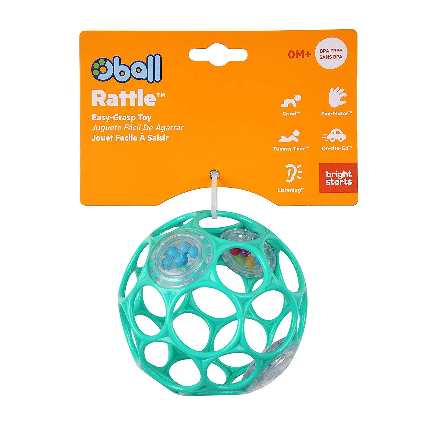 Bright Starts Oball Easy-Grasp Rattle BPA-Free Infant Toy in Teal, Age  Newborn and up, 4 Inches