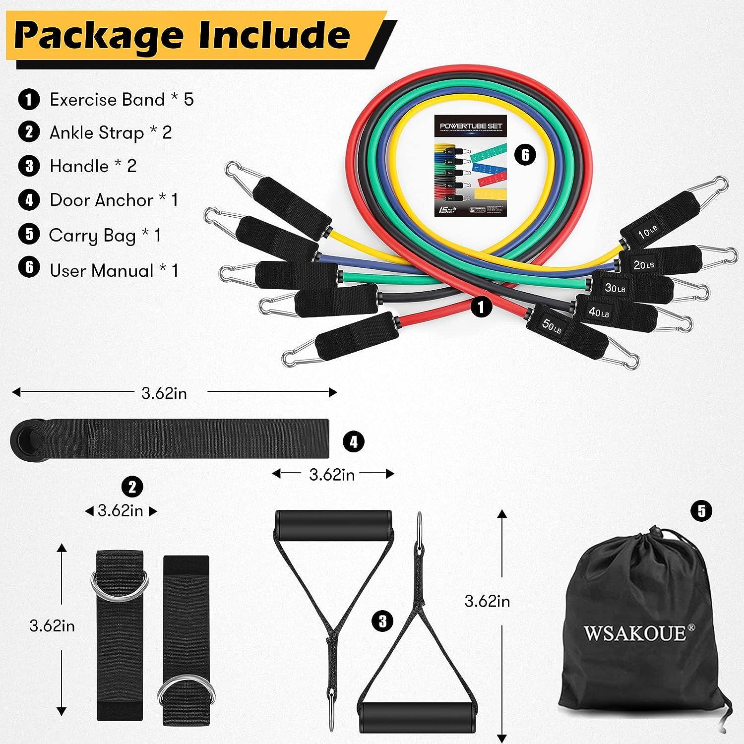 WSAKOUE Resistance Bands Set Level Exercise Bands for Men