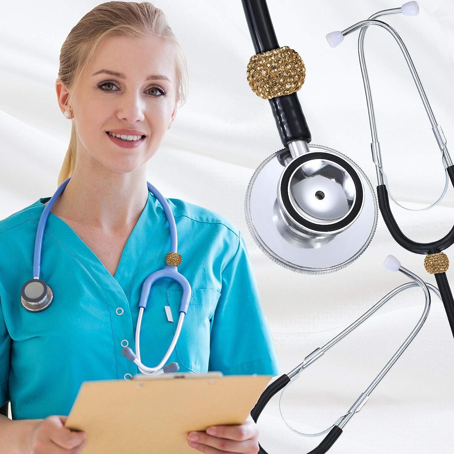 Hicarer 6 Pieces Bling Crystal Stethoscope Charms Nurse Accessories for