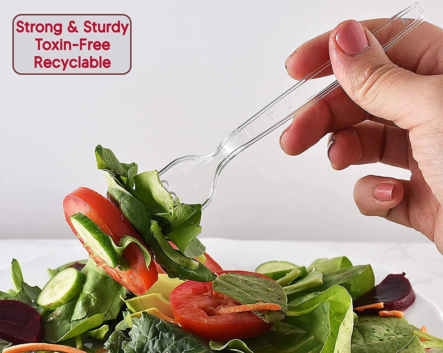 Lonezo 150 Count Plastic Forks Heavy Duty Clear Forks Plastic