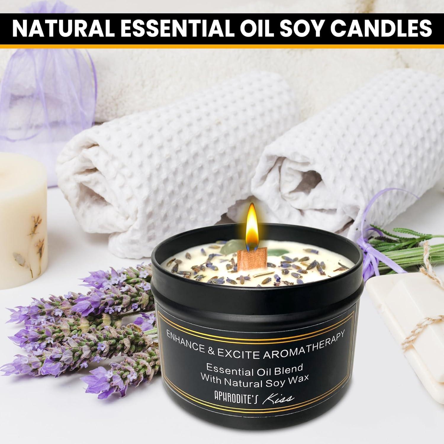 100% Soy Lavender Candle Non-Toxic Aromatherapy Wood-Wick