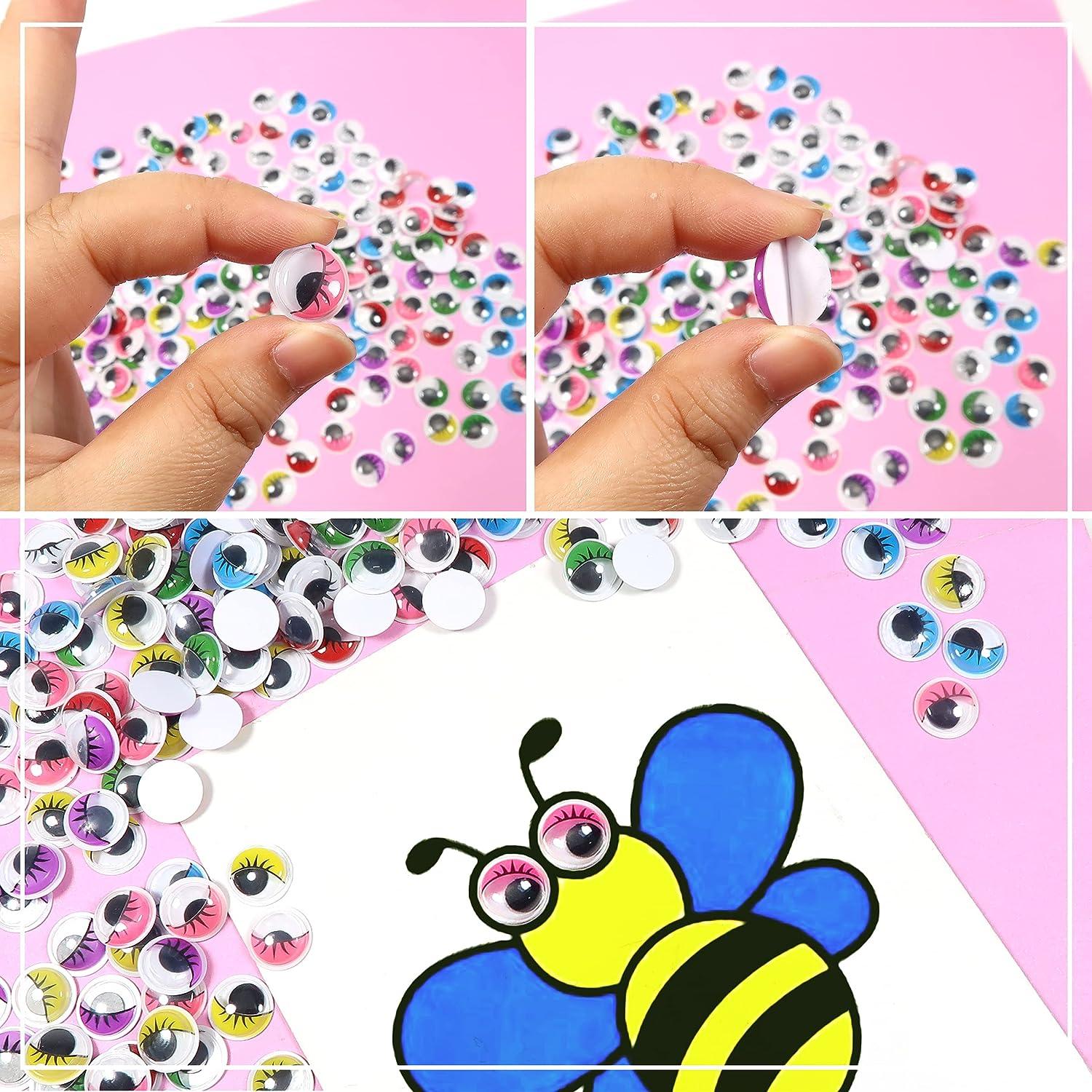 TOAOB 252pcs Wiggle Googly Eyes Self Adhesive with Eyelashes Oval Assorted Colors 10x13mm Craft Eyes Plastic Sticker Eyes for DIY Crafts Scrapbooking