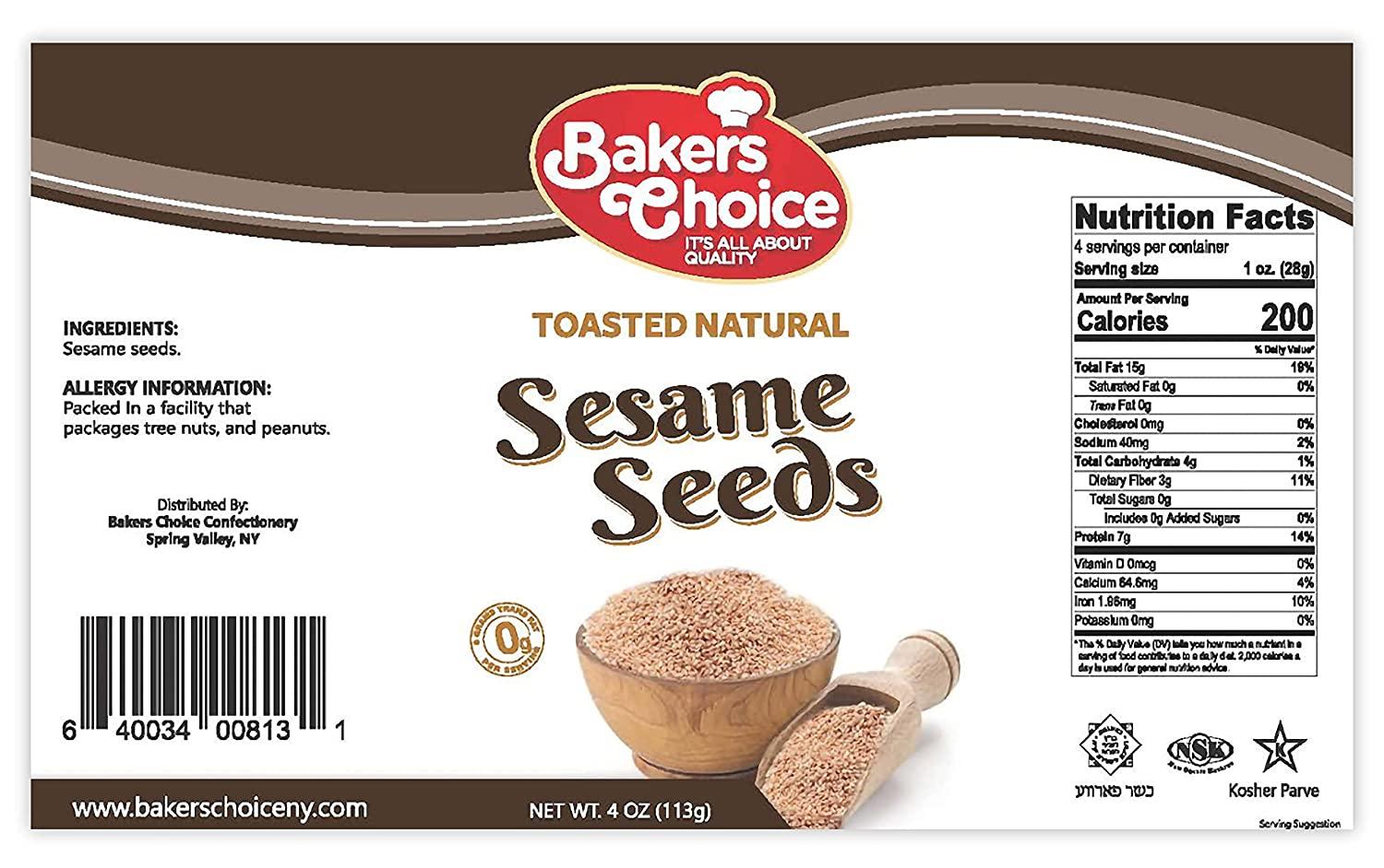 Baker's Choice Natural Toasted Sesame Seeds For Baking And Cooking