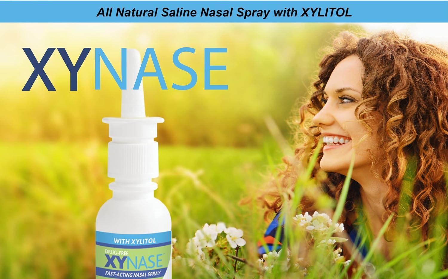 Xynase Natural Saline Nasal Spray with Xylitol Relieves Nasal Congestion Dry Nose Allergy