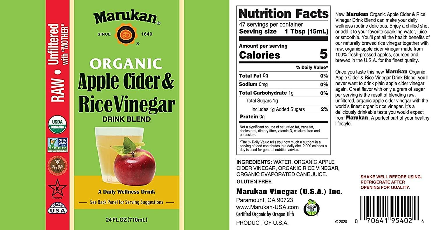 Marukan Organic Apple Cider Vinegar & Rice Vinegar Drink Blend, 24