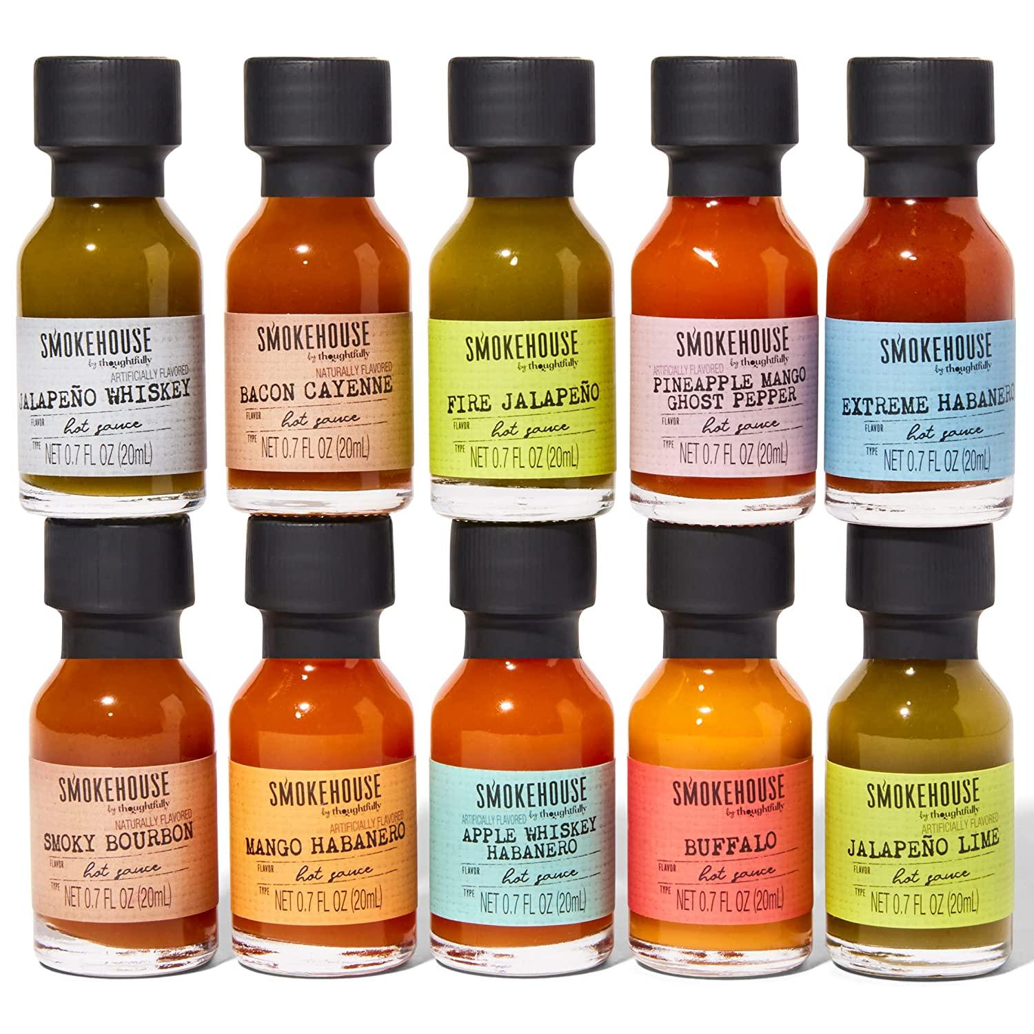 Thoughtfully Smokehouse Gourmet Hot Sauce Gift Set Variety Pack of 10