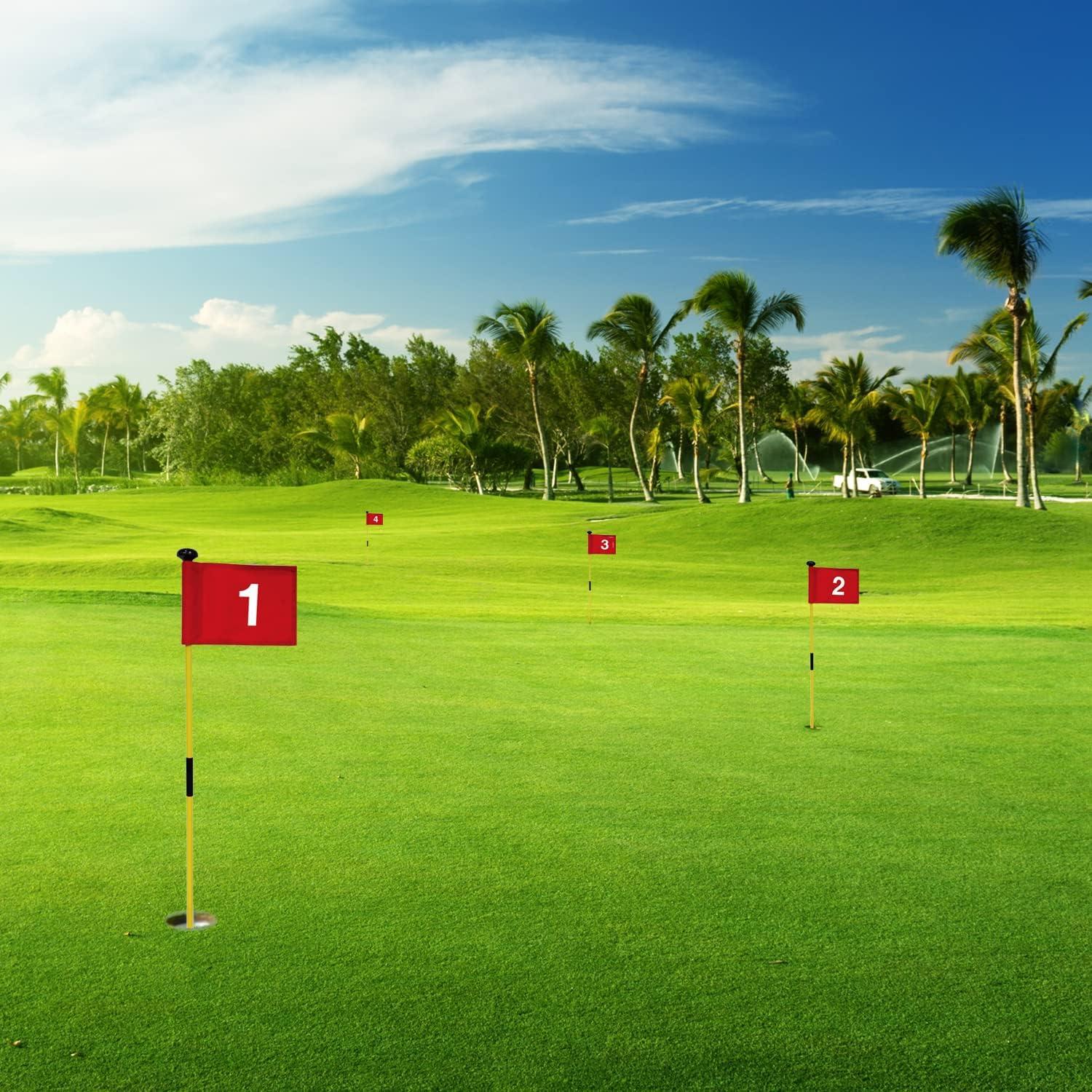 Numbered Solid Golf Flags with Tube Inserted,8 L x 6H Mini Putting