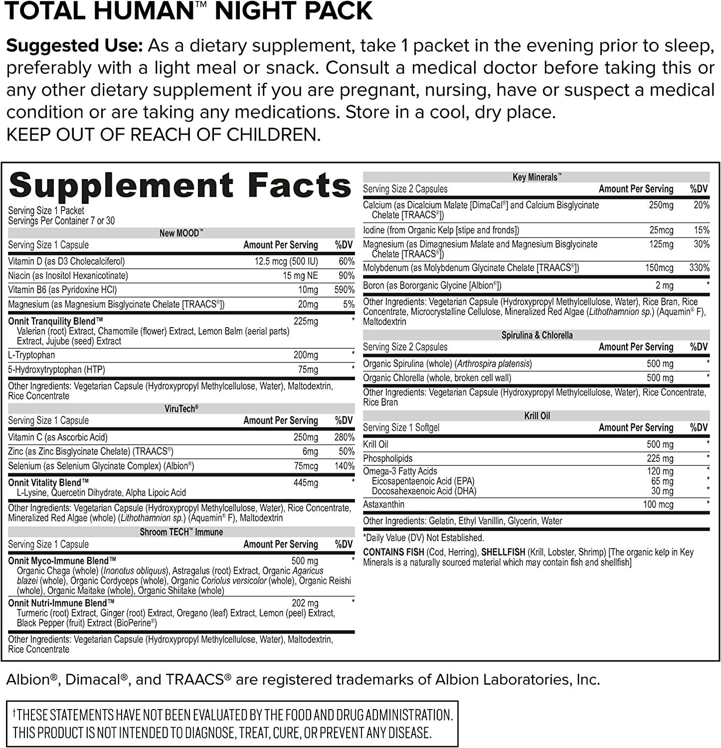 ONNIT Total Human Day & Night Vitamin Packs Adult Multivitamins for