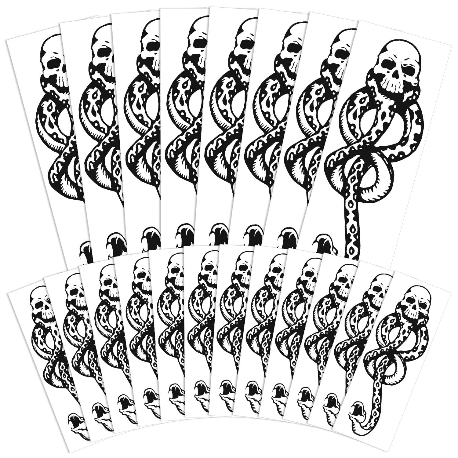 Zayvor Halloween Death Eater Tattoo Set Mamba Skull Snake Temporary