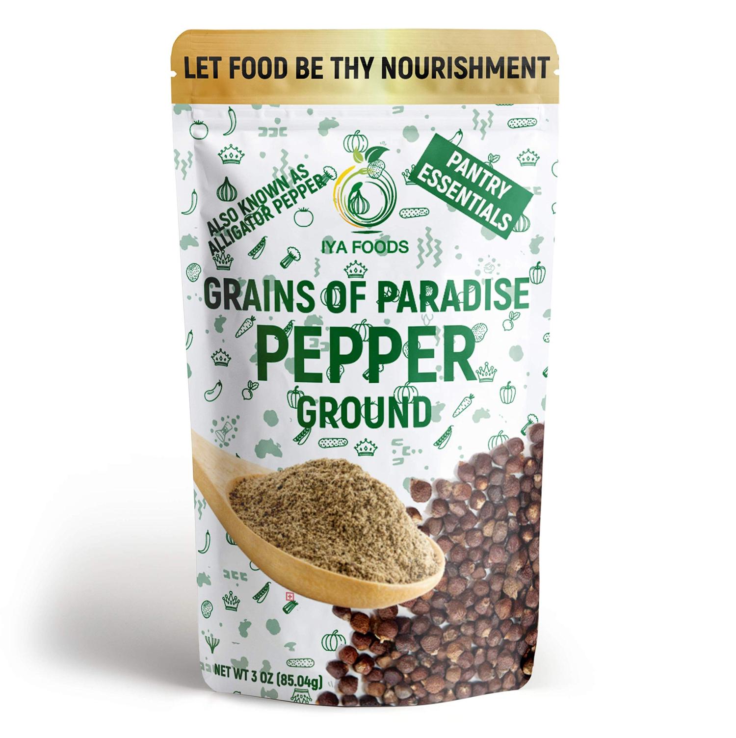 Iya Foods Grains of Paradise Alligator Pepper Ground 3 oz Authentic African Spice Blend
