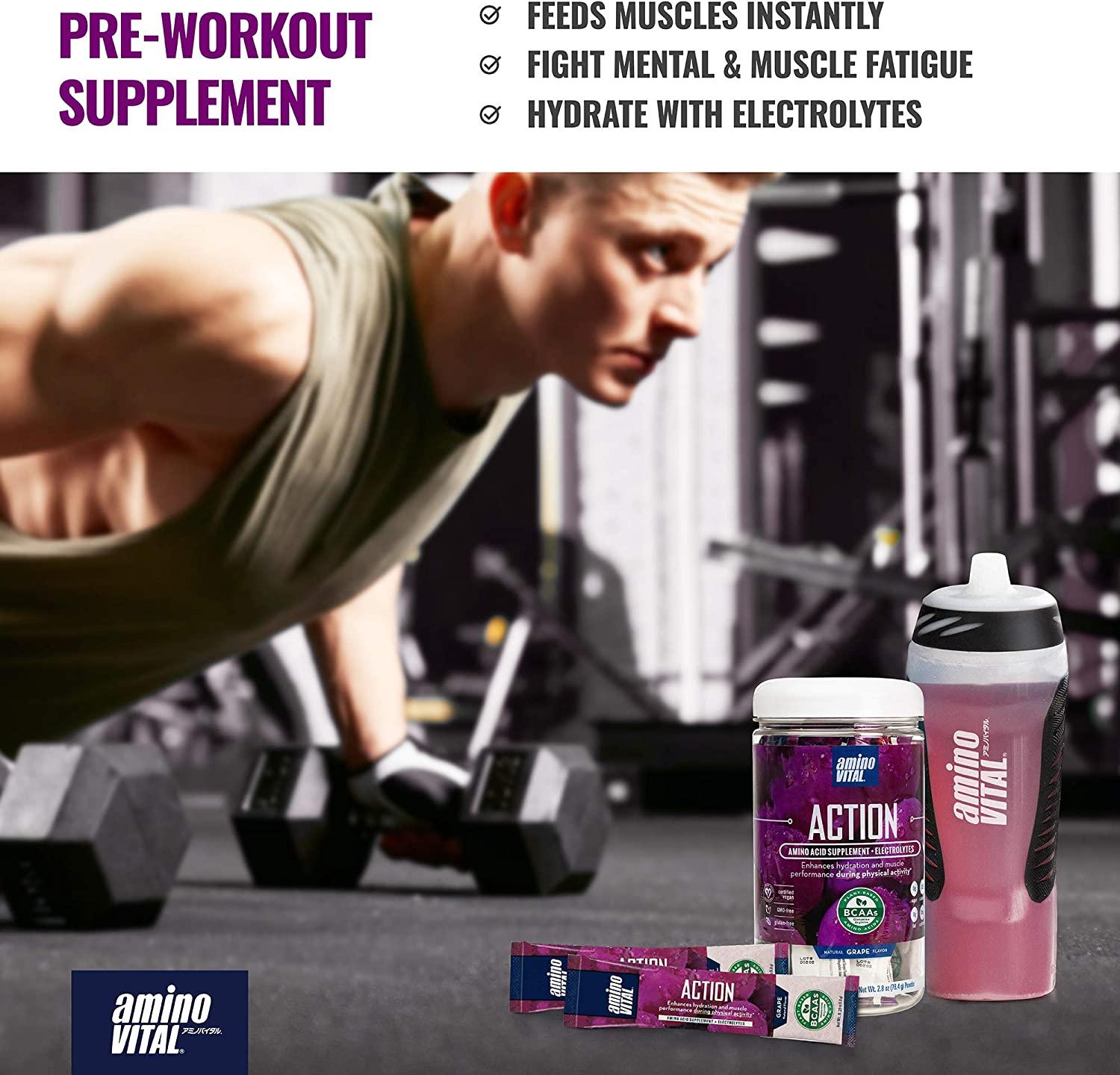 Amino VITAL Action BCAA Amino Acids Pre Workout Packets with