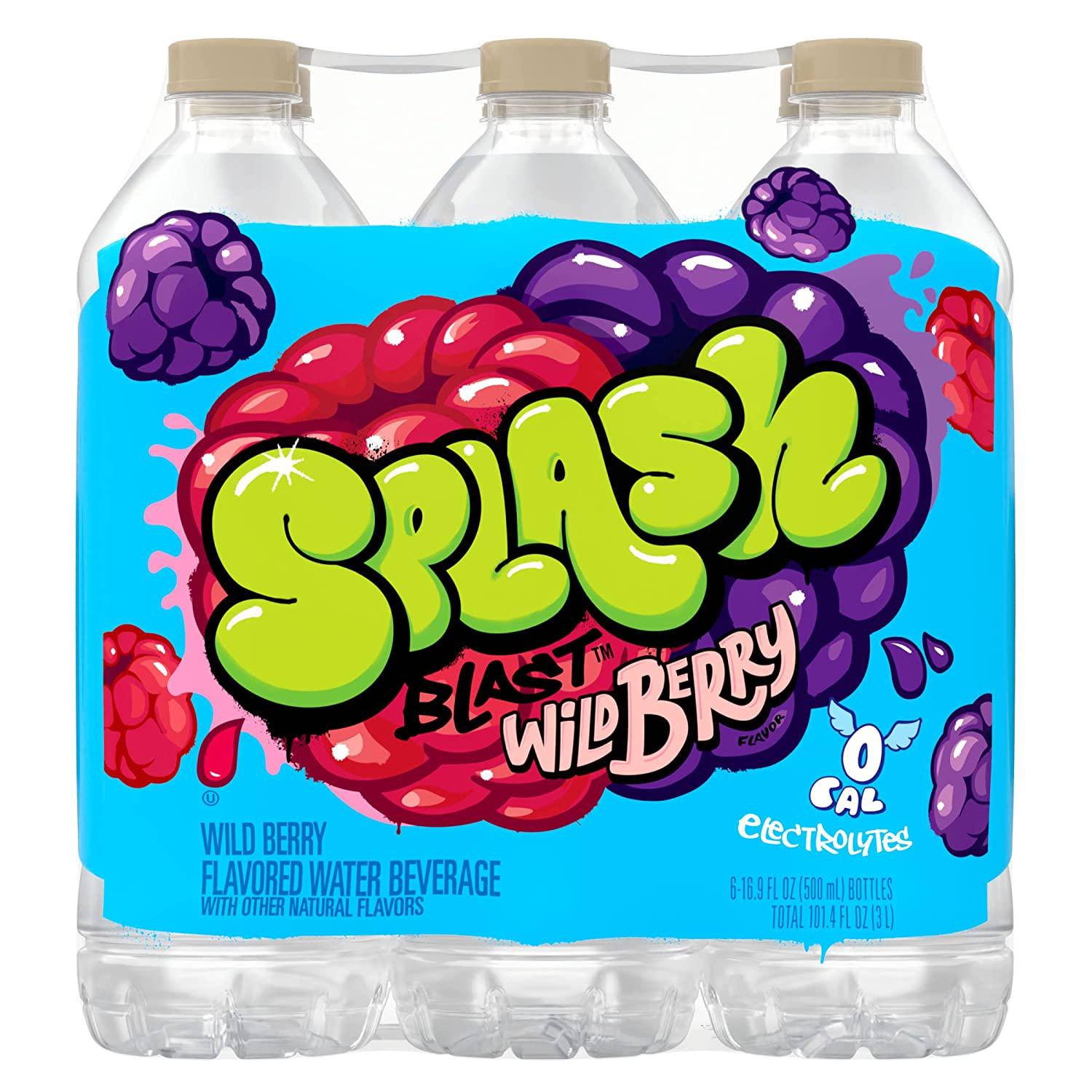 Splash Blast, Wild Berry Flavored Water, Zero Sugar, with Electrolytes