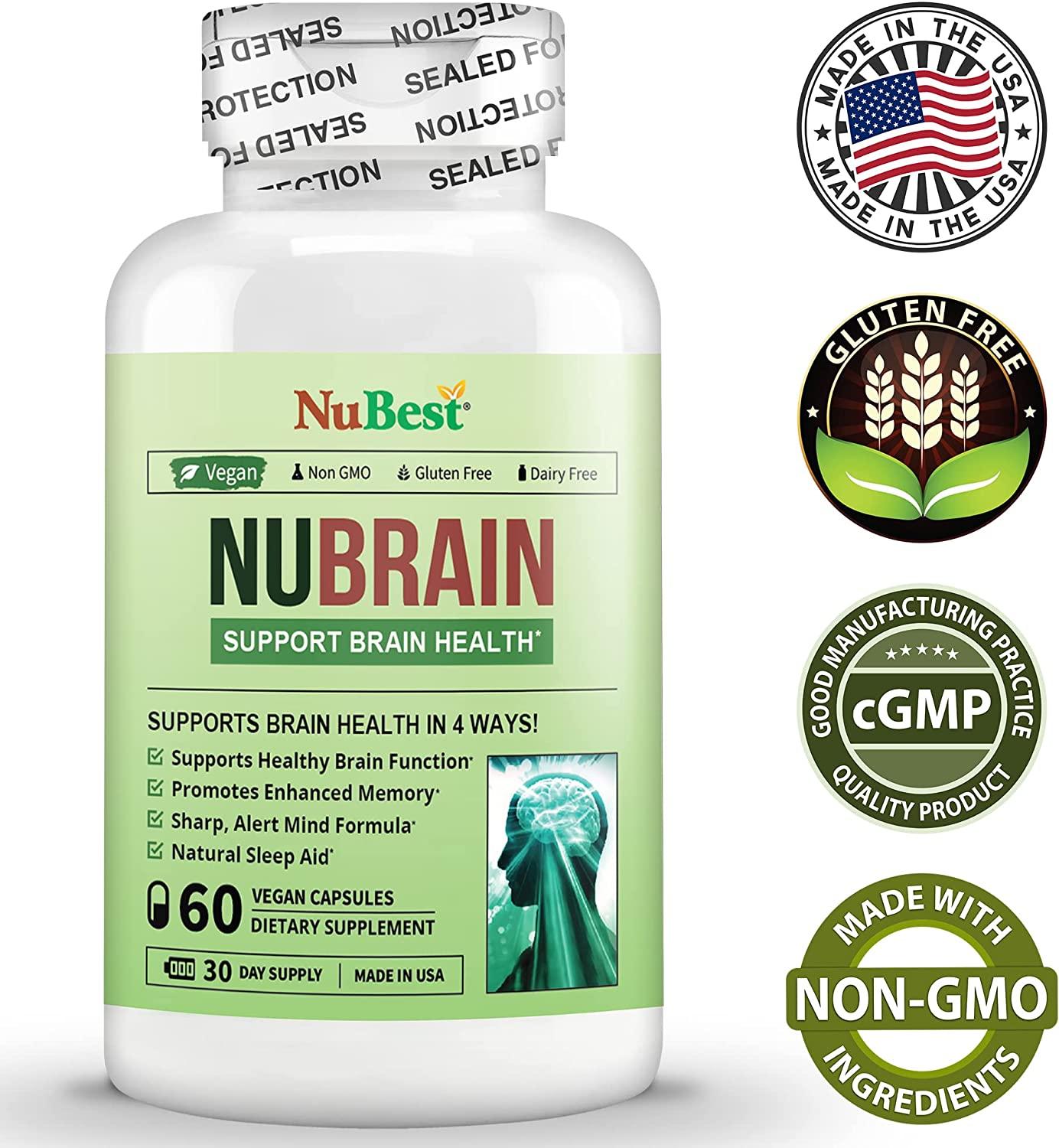 NuBrain Advanced Brain Booster Improve Memory, Focus, Sleep