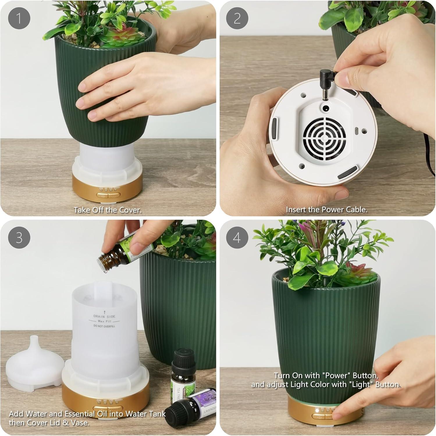 Earnest Living essential oil Diffusor ceramic artificial succulent plants  pot diffuser 100 ml for lavender etheric