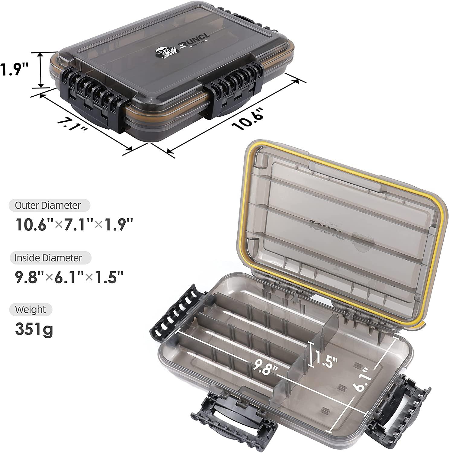 RUNCL Fishing Tackle Box, Waterproof Airtight Stowaway, 3600/3700 Tray