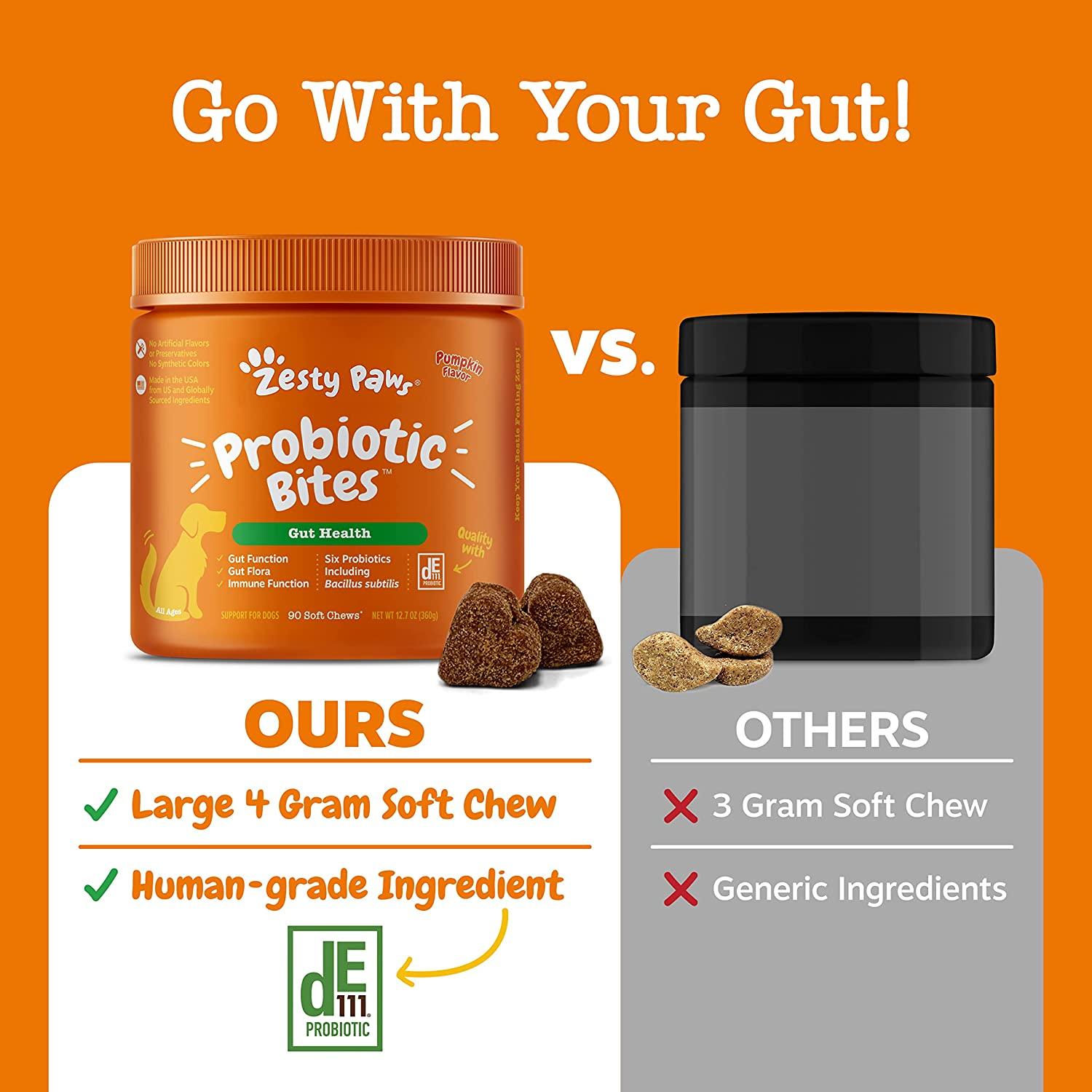 Zesty Paws Probiotic Soft Chews for Dogs Gut Health, Digestive