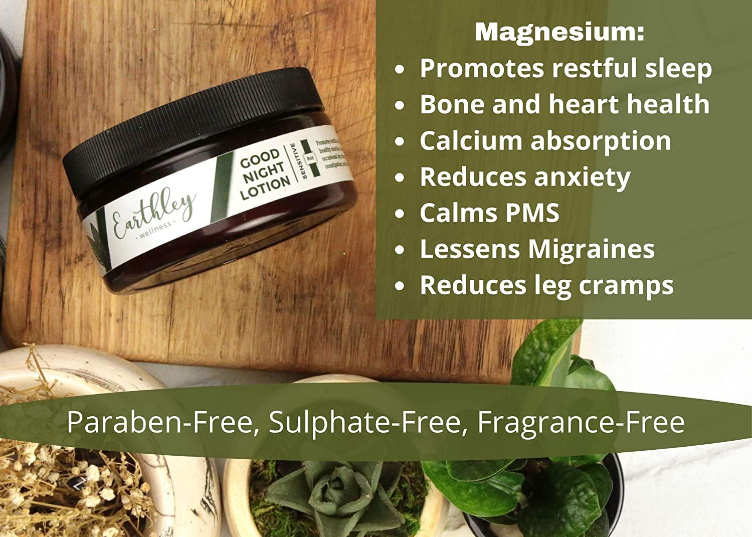 Earthley Good Night Lotion Magnesium, Apricot Oil, Shea Butter, Lavender Essential Oil Vegan