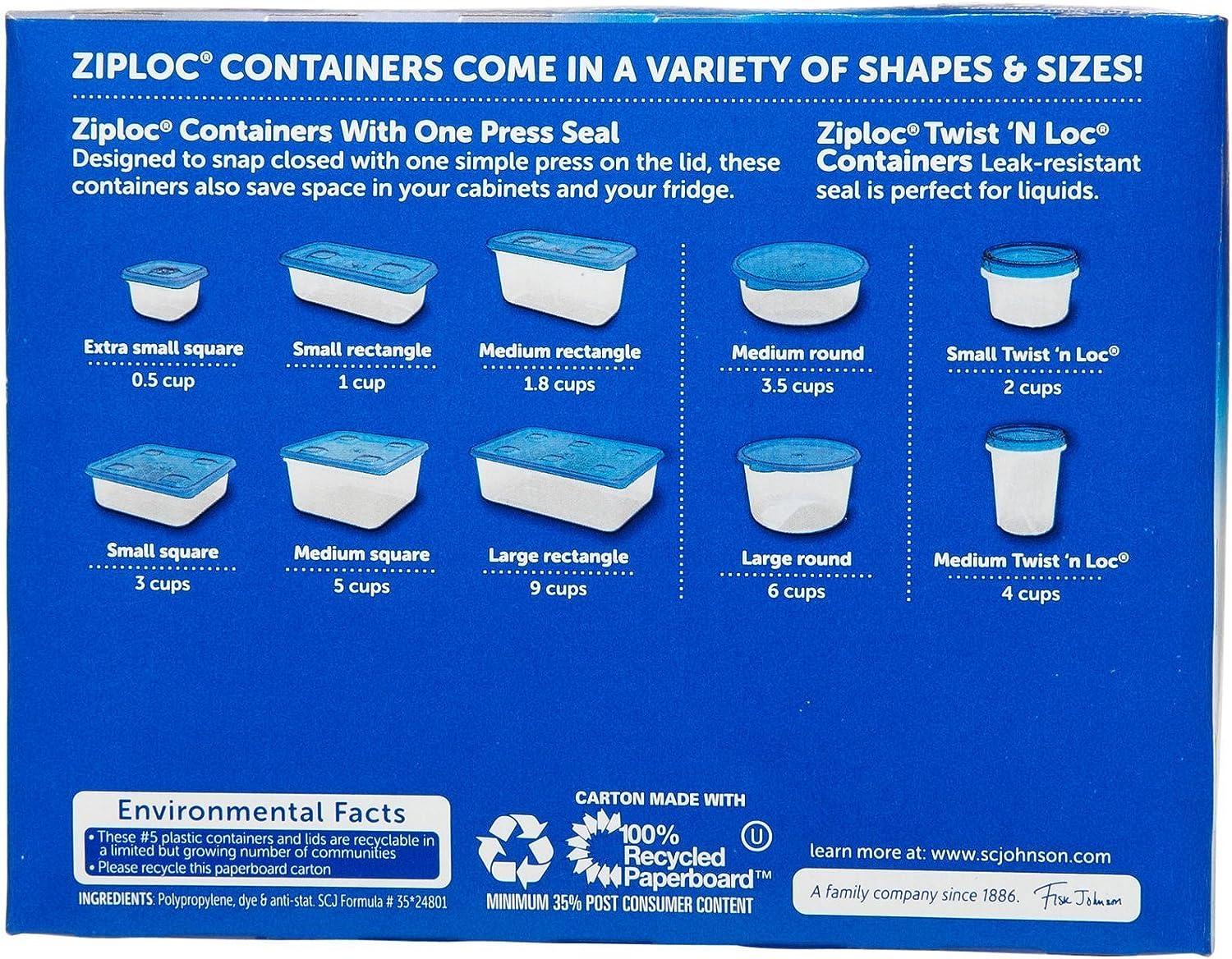 Ziploc Containers & Lids, Small Rectangle