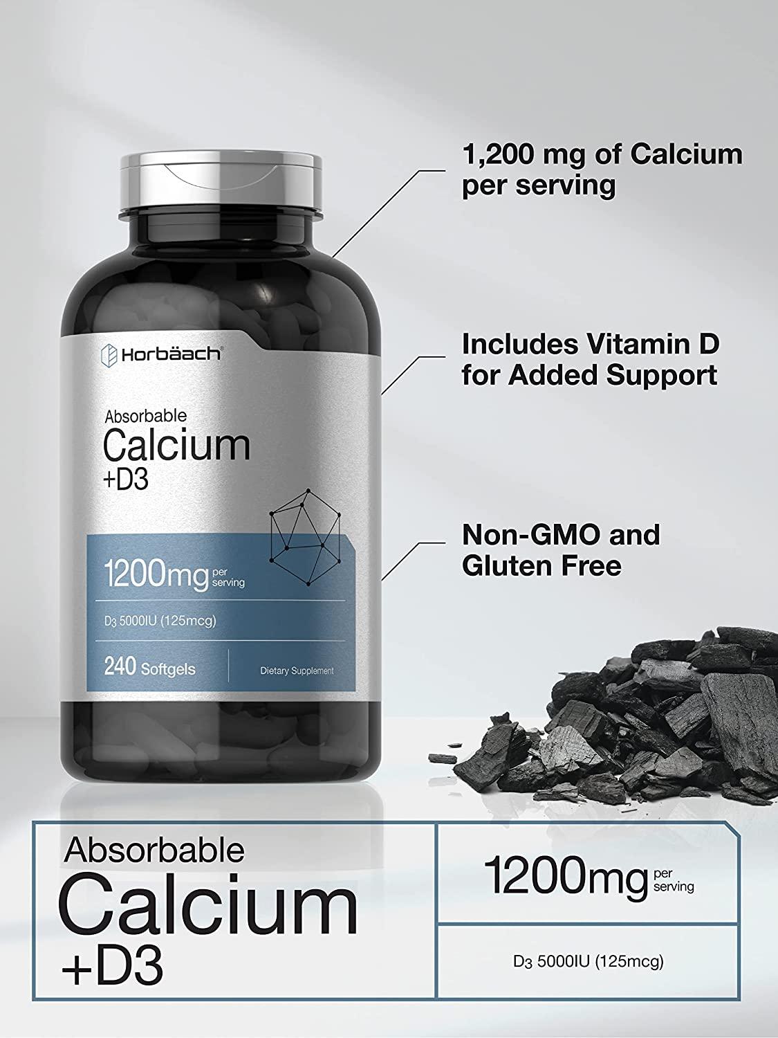 Calcium with Vitamin D3 1200mg 240 Softgels 5000 IU Vitamin D3
