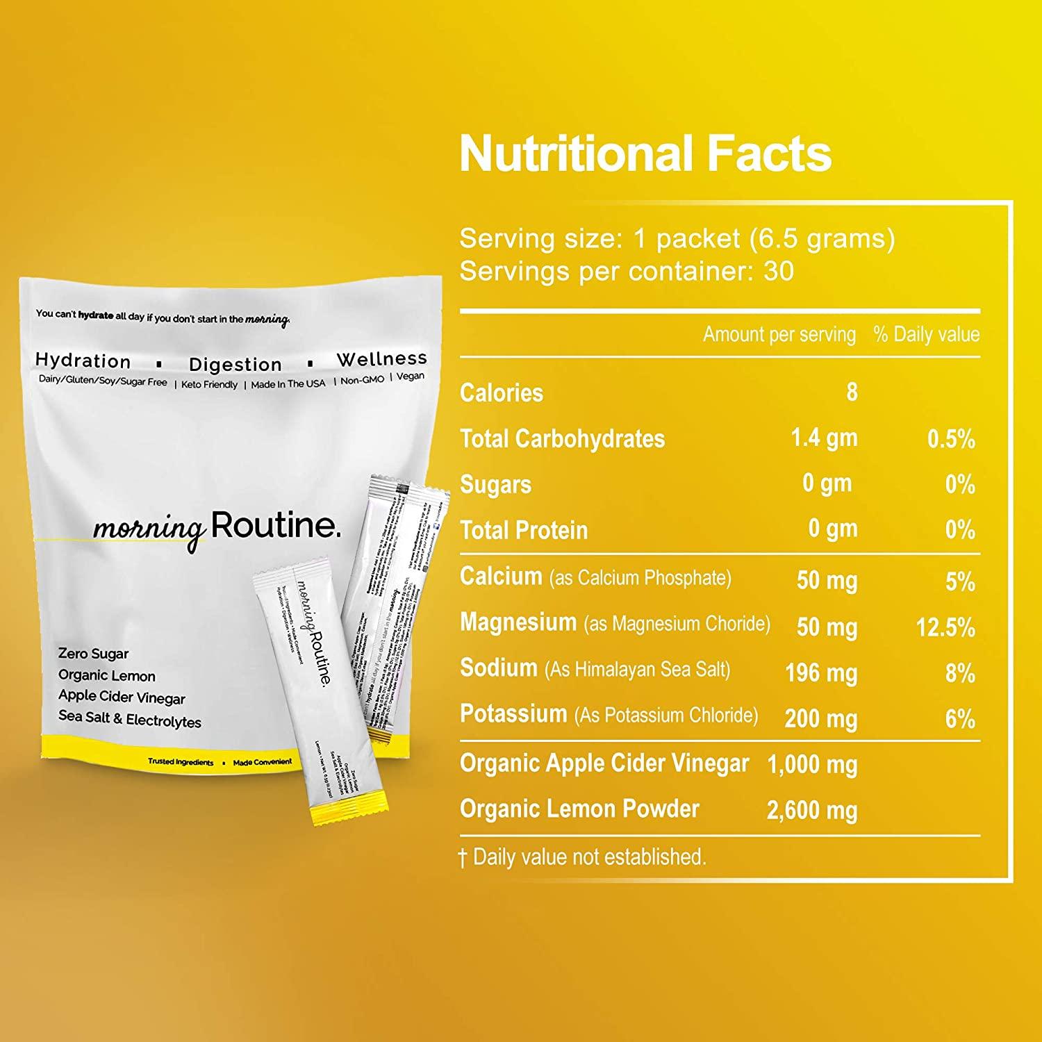 Morning Routine Daily Hydration Electrolyte Powder Packets with Apple