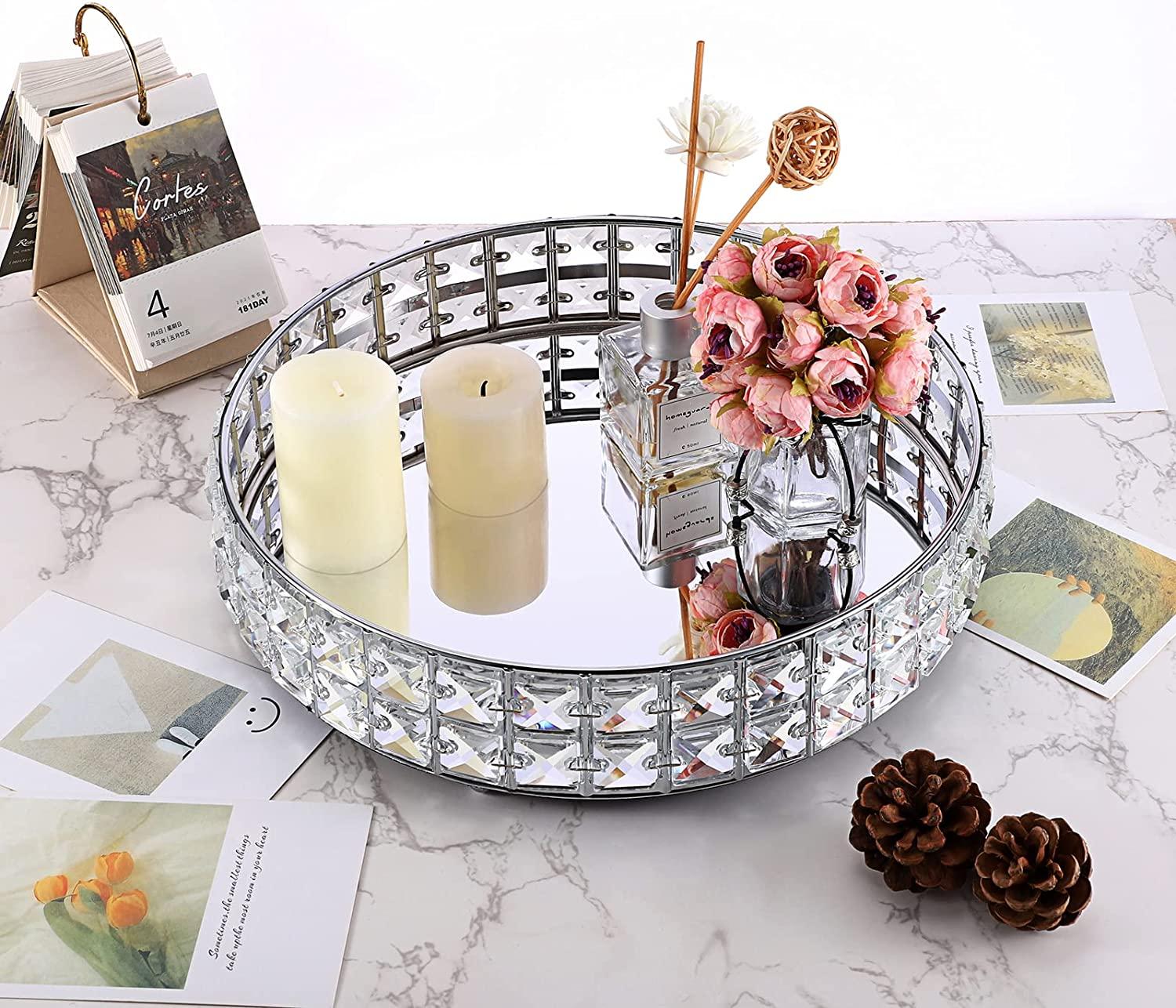 Sparkly Crystal Vanity Tray - Large Silver Mirror Jewelry Organizer for Makeup and Perfume Display - Decorative Bathroom Home Decor | Buy Now with Express International Delivery | GoSupps.com Sparkly Crystal Vanity Tray - Large Silver Mirror Jewelry Organizer for Makeup and Perfume Display - Decorative Bathroom Home Decor | Buy Now with Express International Delivery | GoSupps.com