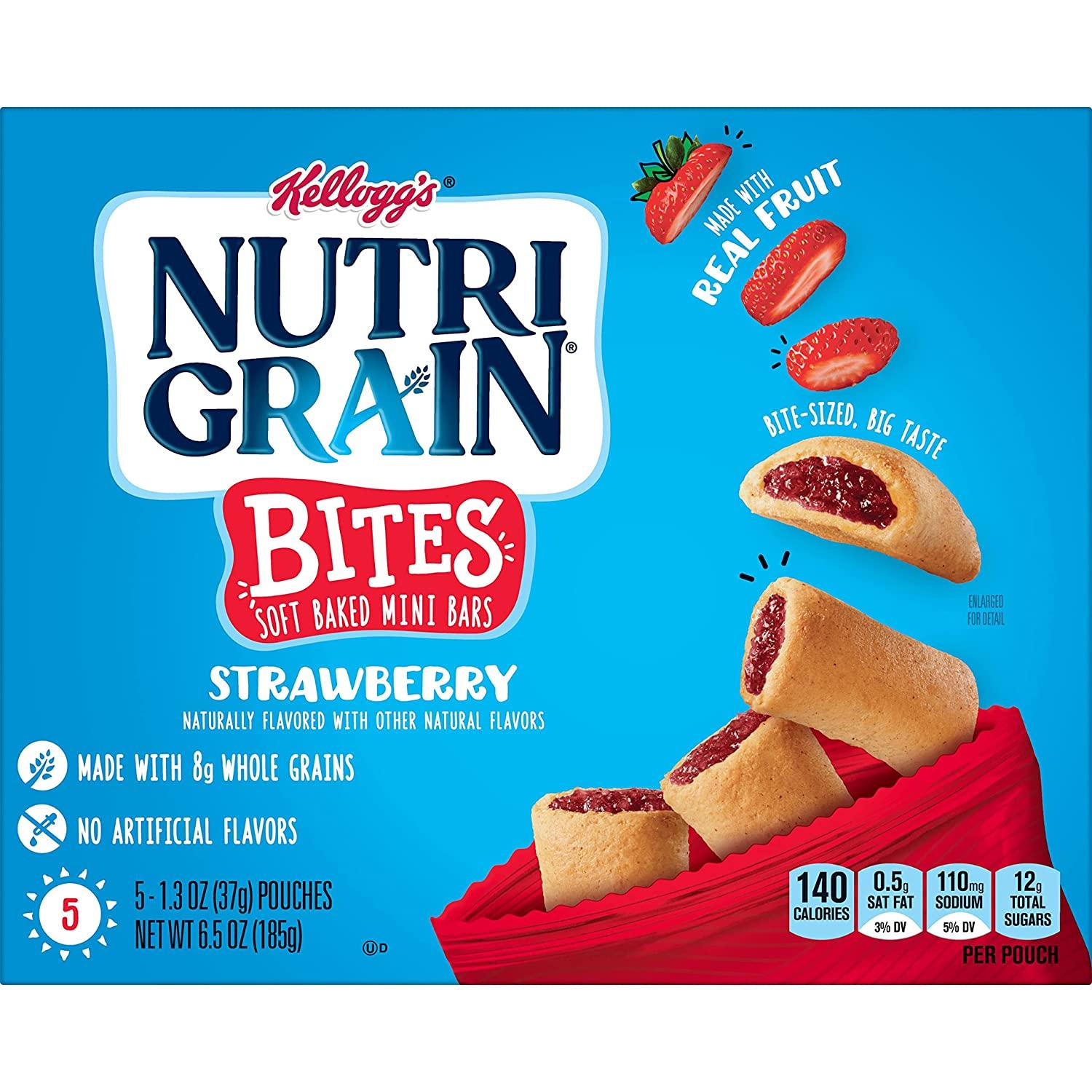 NutriGrain Bites Mini Breakfast Bars, Made with Whole Grains, Kids