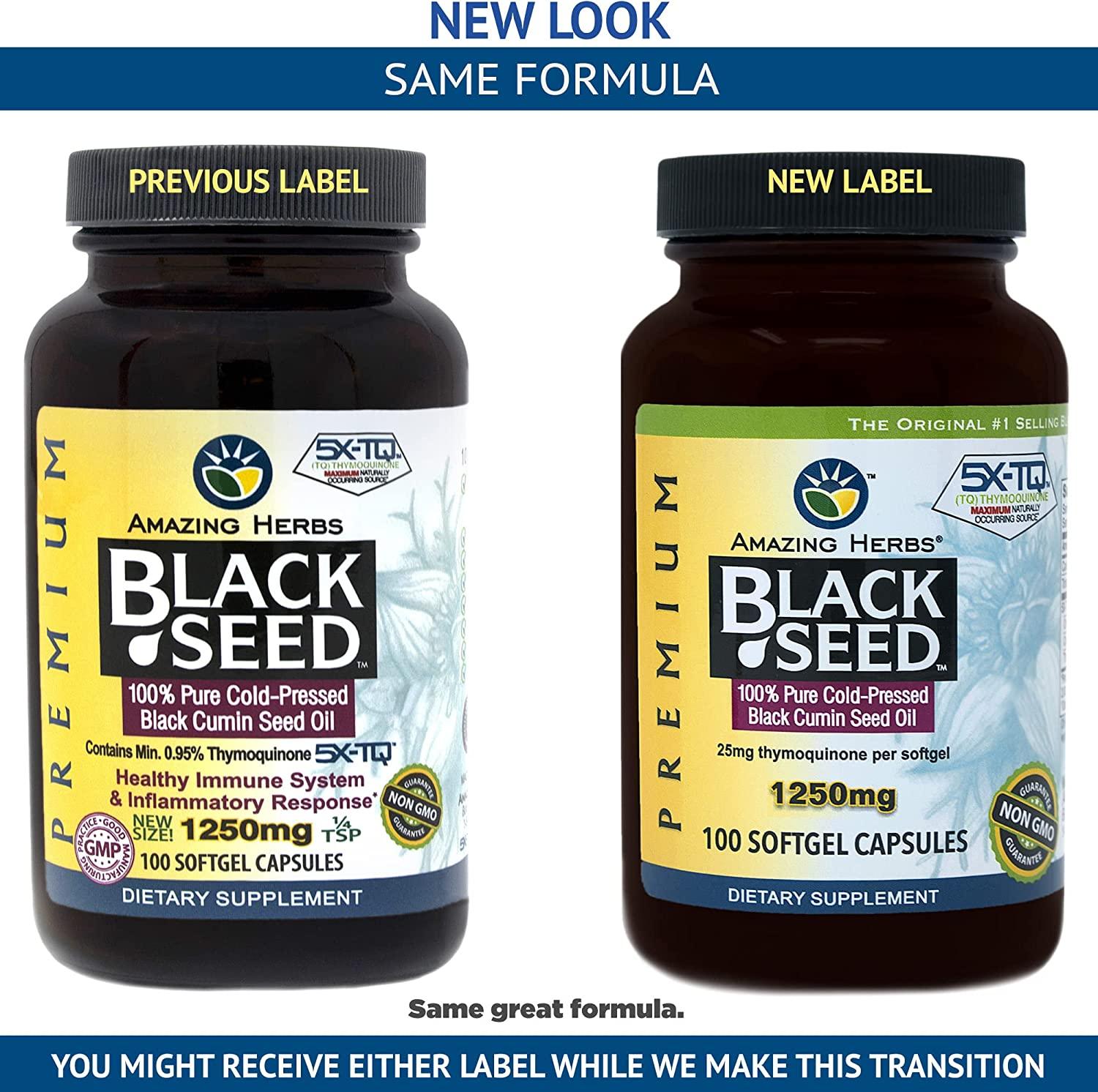 Buy Black Seed 100% Pure Cold-Pressed Black Cumin Seed Oil 1250mg by  Amazing Herbs I HealthPost NZ