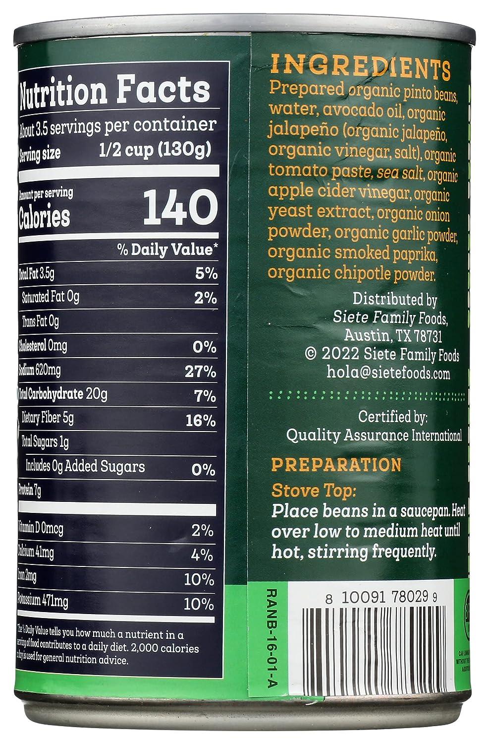 Siete Family Foods Refried Ranchero Beans, 16 OZ