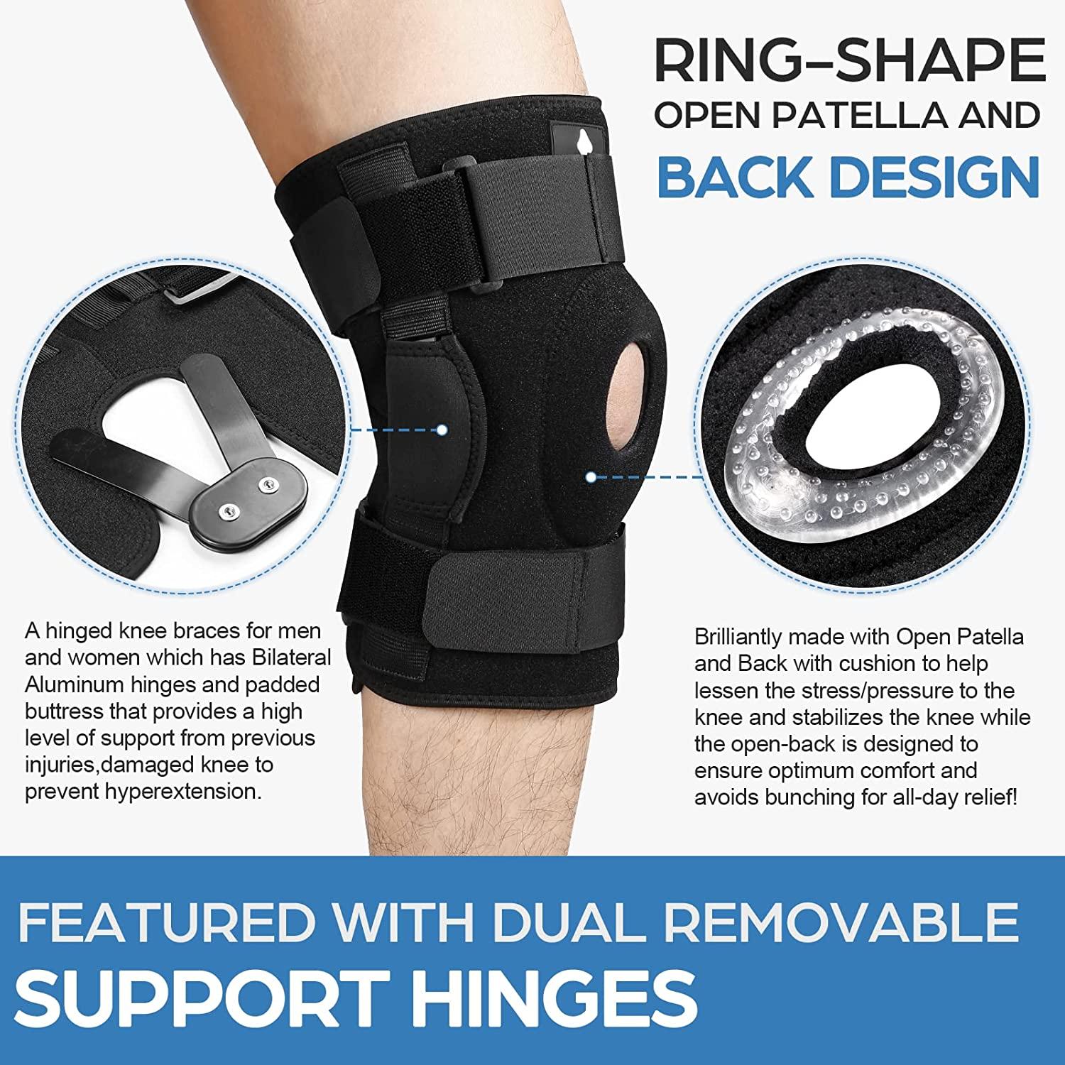NEENCA Hinged Knee Brace, Adjustable Compression Knee Support Brace for ...