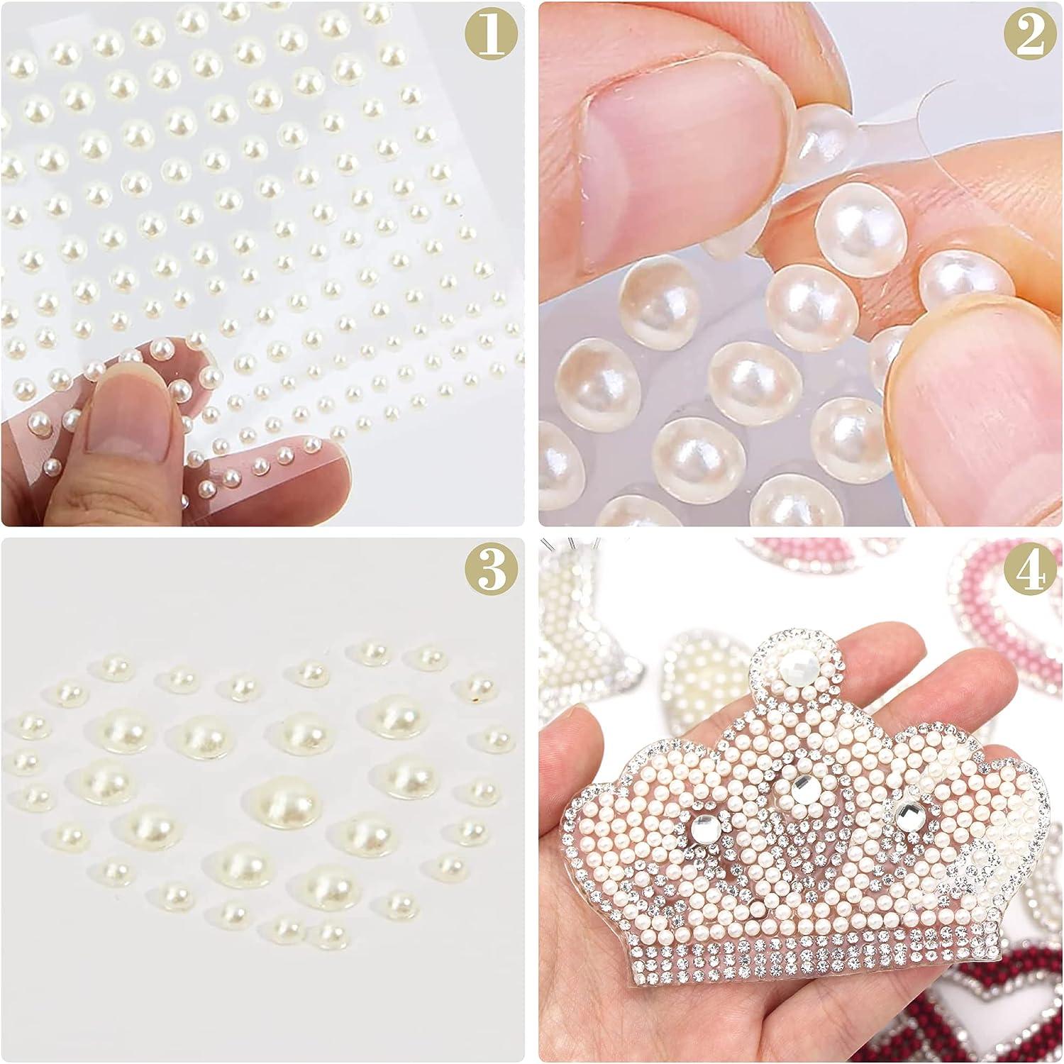  NIACONN 1320pcs Ehite Hair Pearls Stick on, Bling Pearl  Stickers Self Adhesive Pearl Hair Gems for Prom, Wedding & DIY : Beauty &  Personal Care