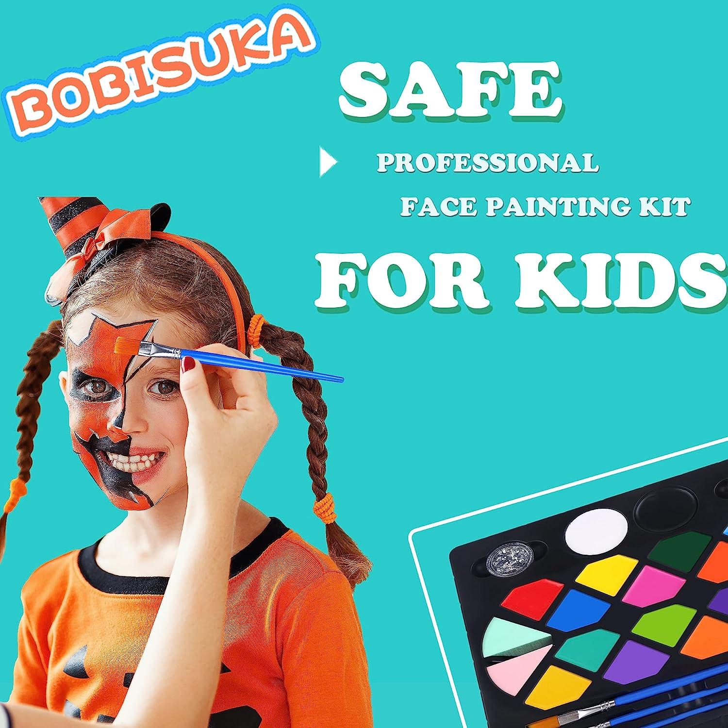 BOBISUKA Face Painting Kit for Kids - 16 Colors Water Based Body