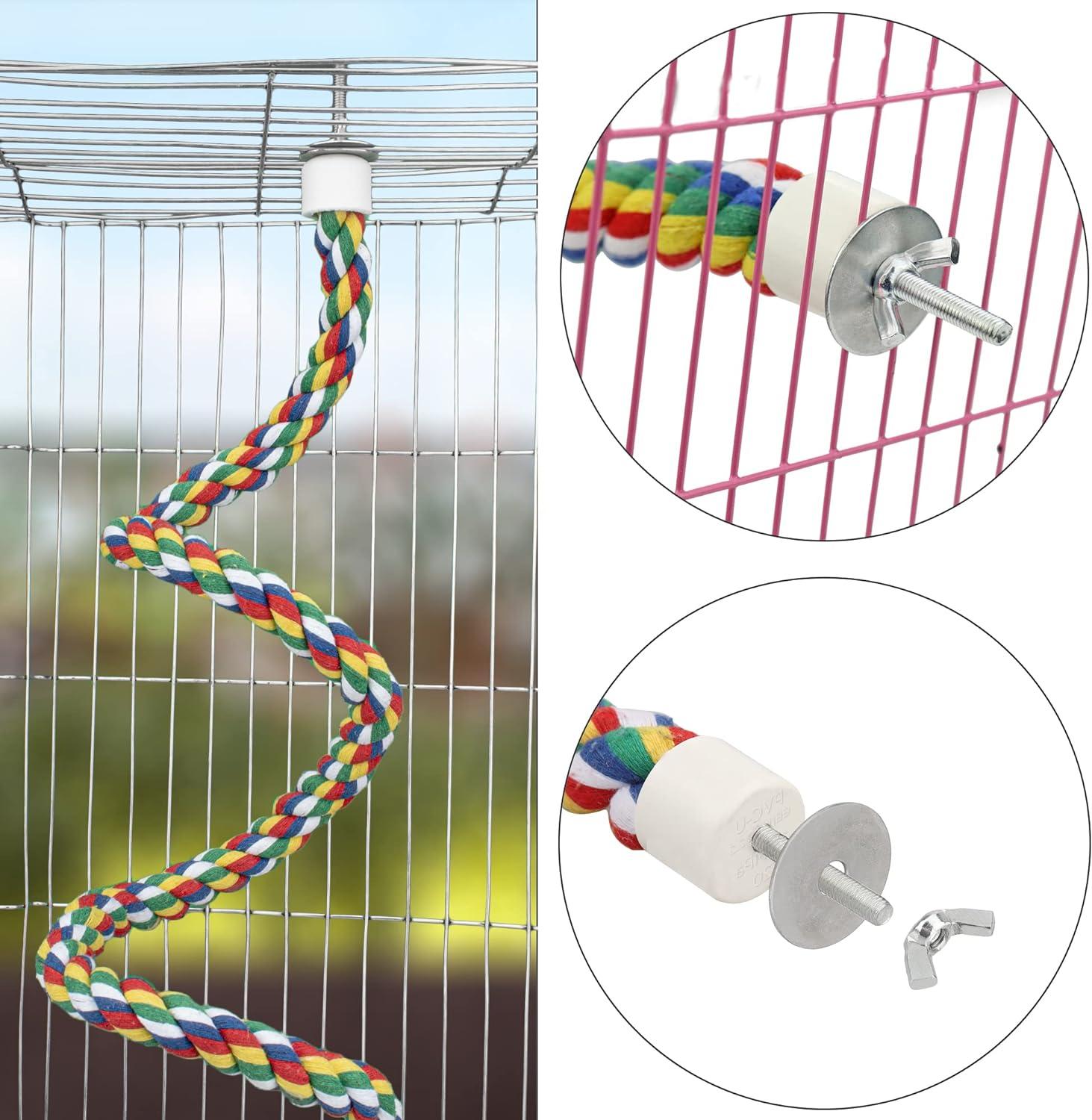 Image showcasing Rope Perch for Birds - Parrot Spiral Climbing Rope (105cm) | Ideal Bird ...