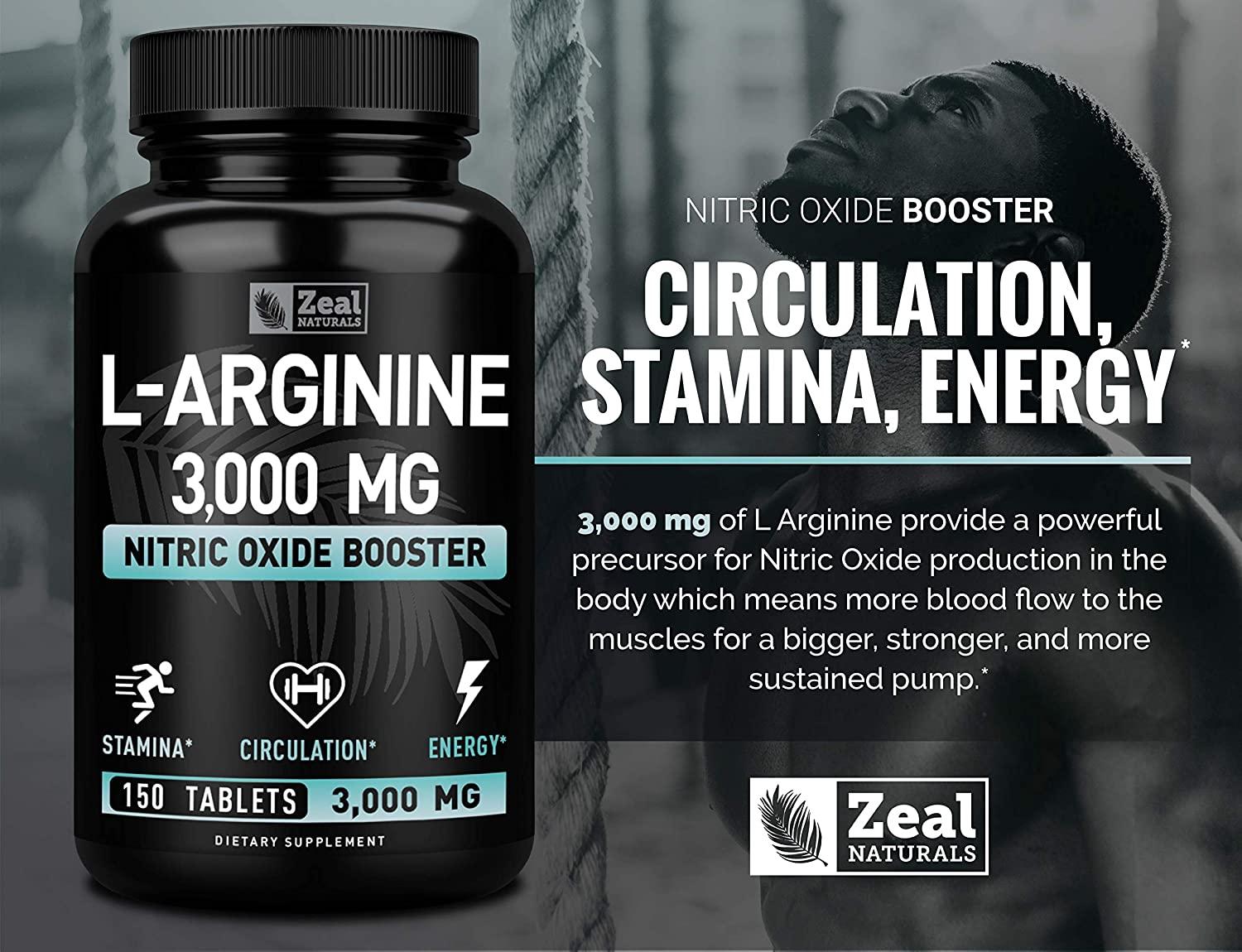 L Arginine 3000mg (150 Tablets | 1000mg) Maximum Dose L-Arginine Nitric ...
