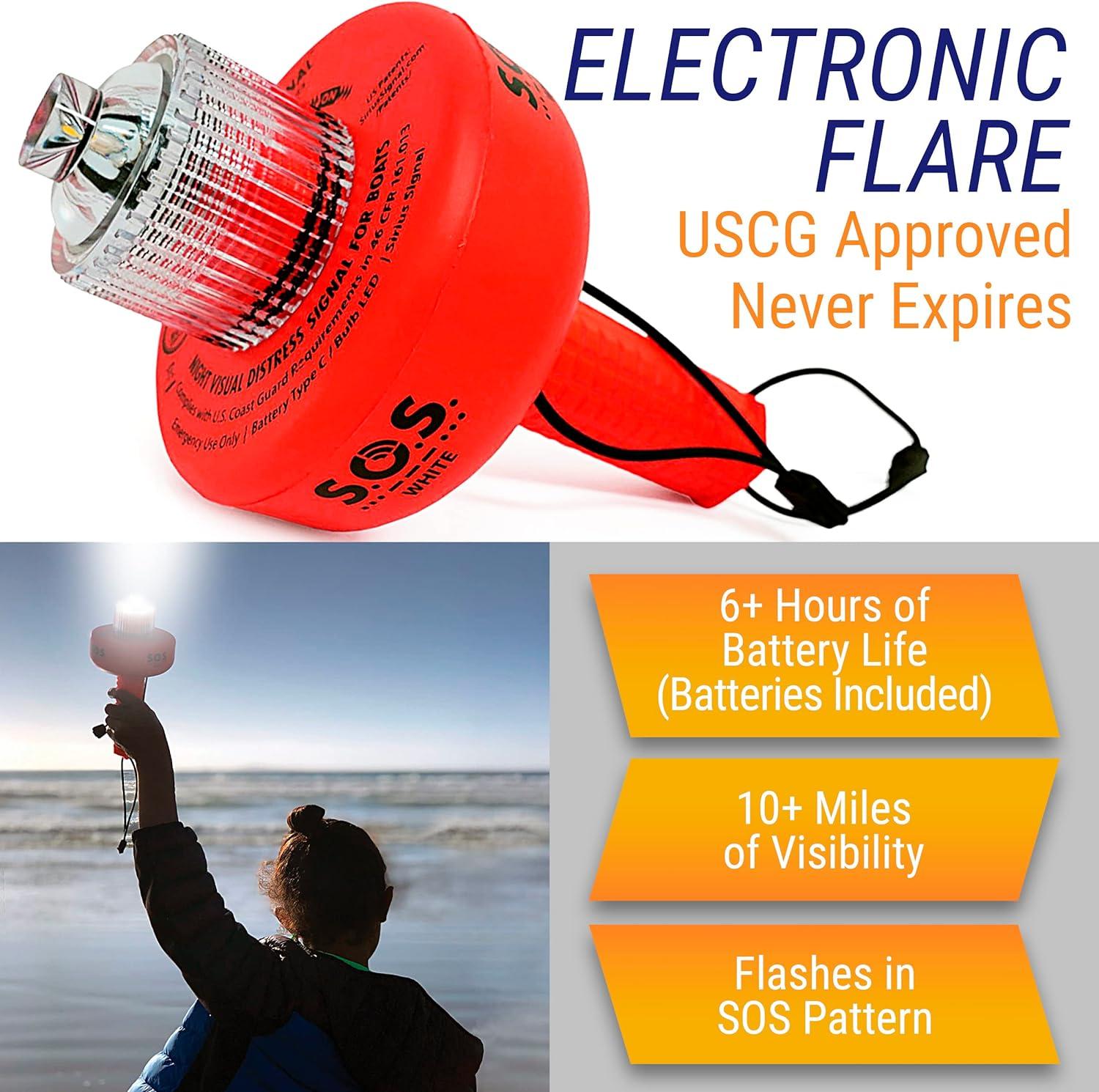 USCG Boating Safety Kit Electronic Flare, First Aid, Whistle, Multi
