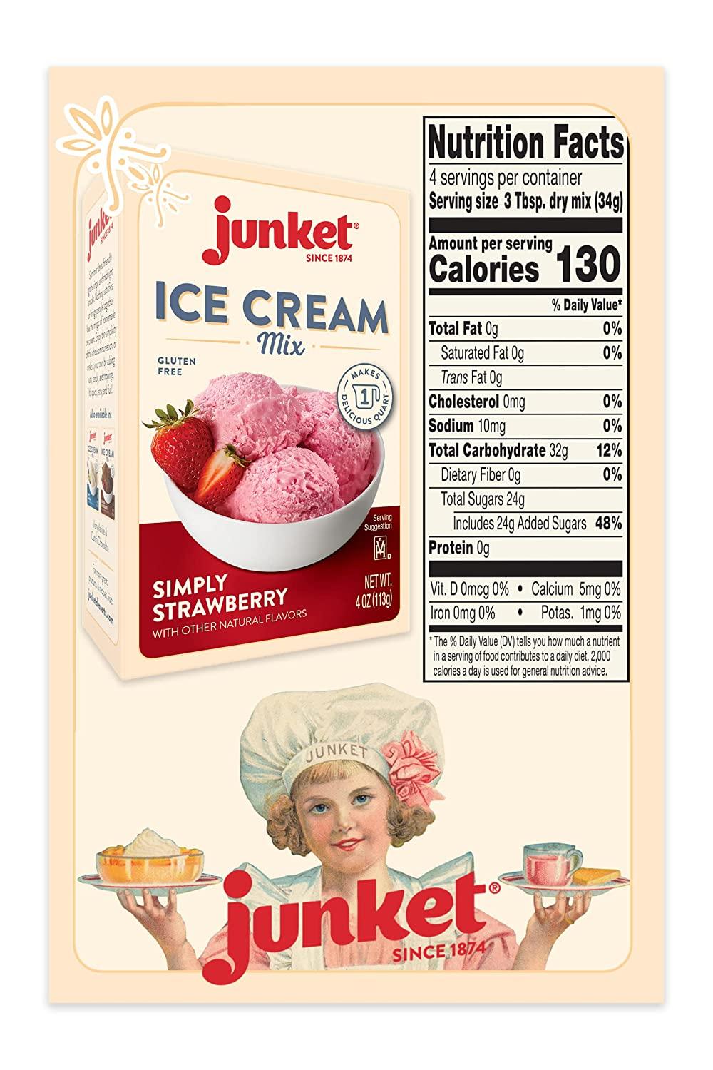 Junket Ice Cream Mix Simply Strawberry, 4 Ounce (Pack of 3)